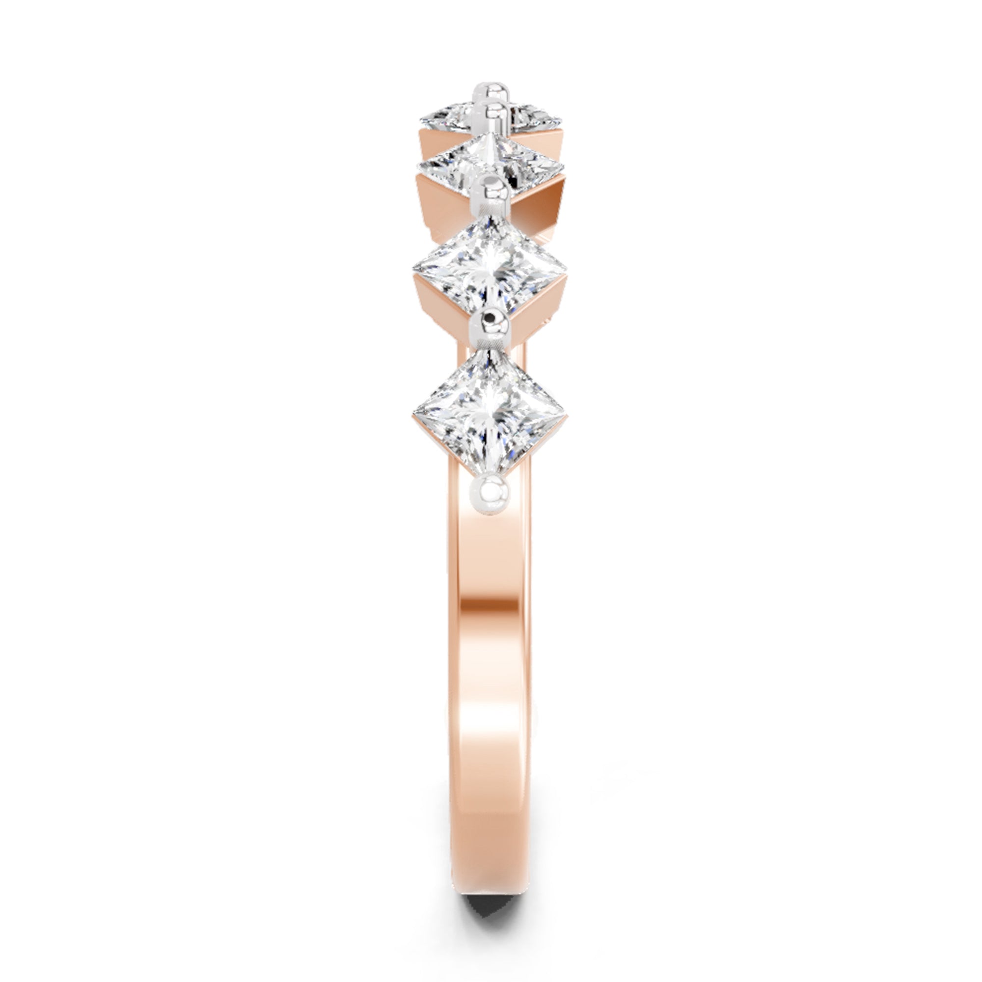 Sparkles 7 Stone Band Ring 0.75 Carat Princess Shape Diamond