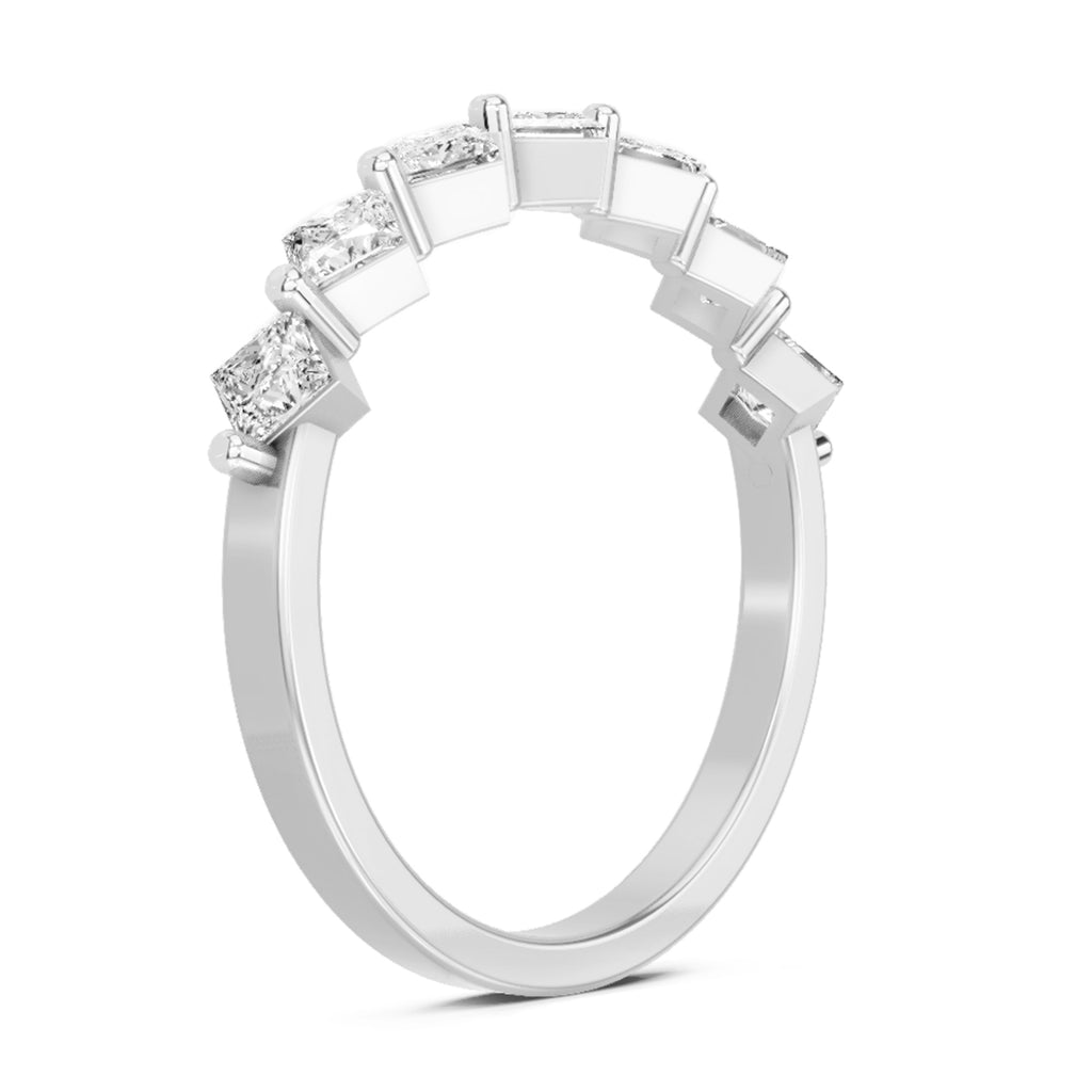 Sparkles 7 Stone Band Ring 0.75 Carat Princess Shape Diamond