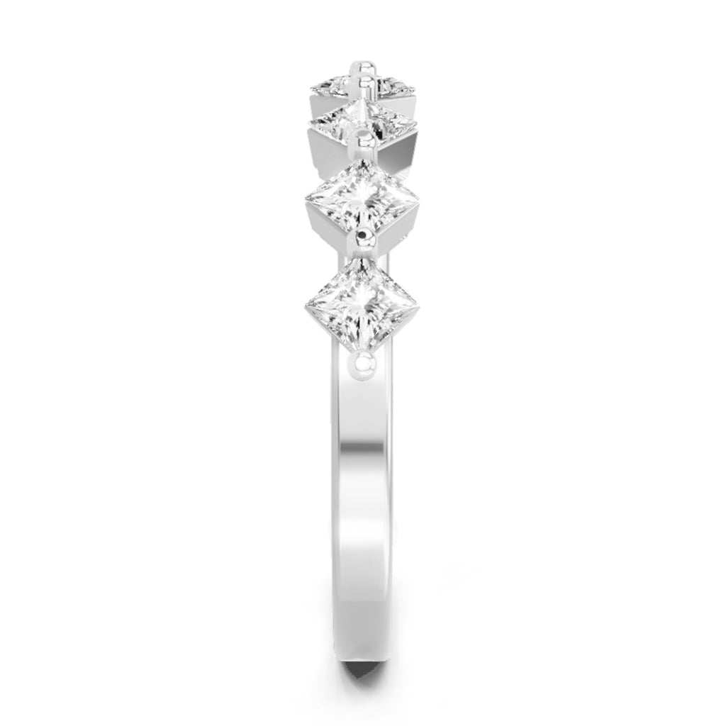 Sparkles 7 Stone Band Ring 0.75 Carat Princess Shape Diamond