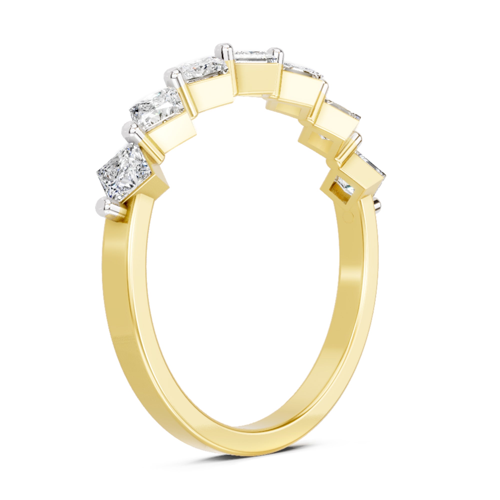 Sparkles 7 Stone Band Ring 0.75 Carat Princess Shape Diamond