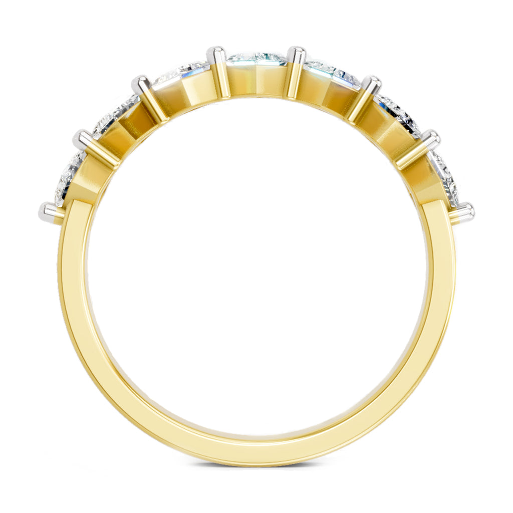 Sparkles 7 Stone Band Ring 0.75 Carat Princess Shape Diamond