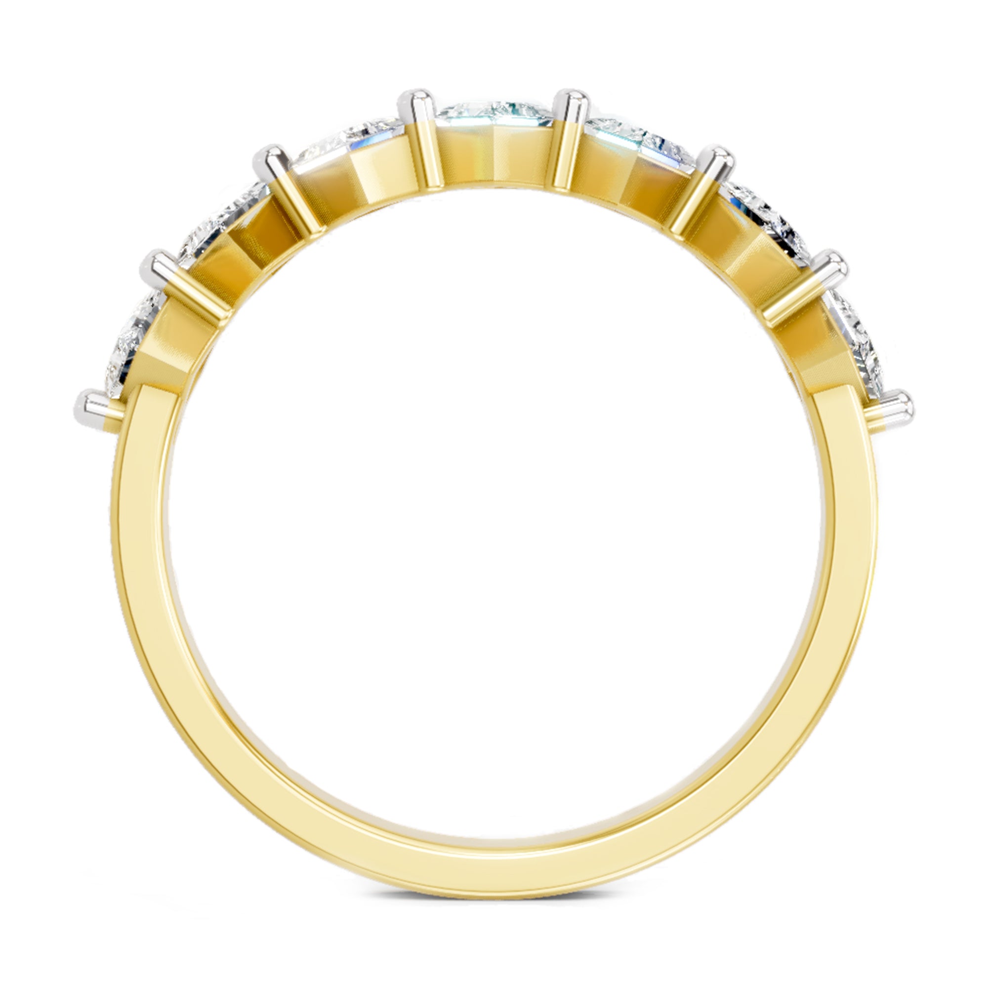Sparkles 7 Stone Band Ring 0.75 Carat Princess Shape Diamond
