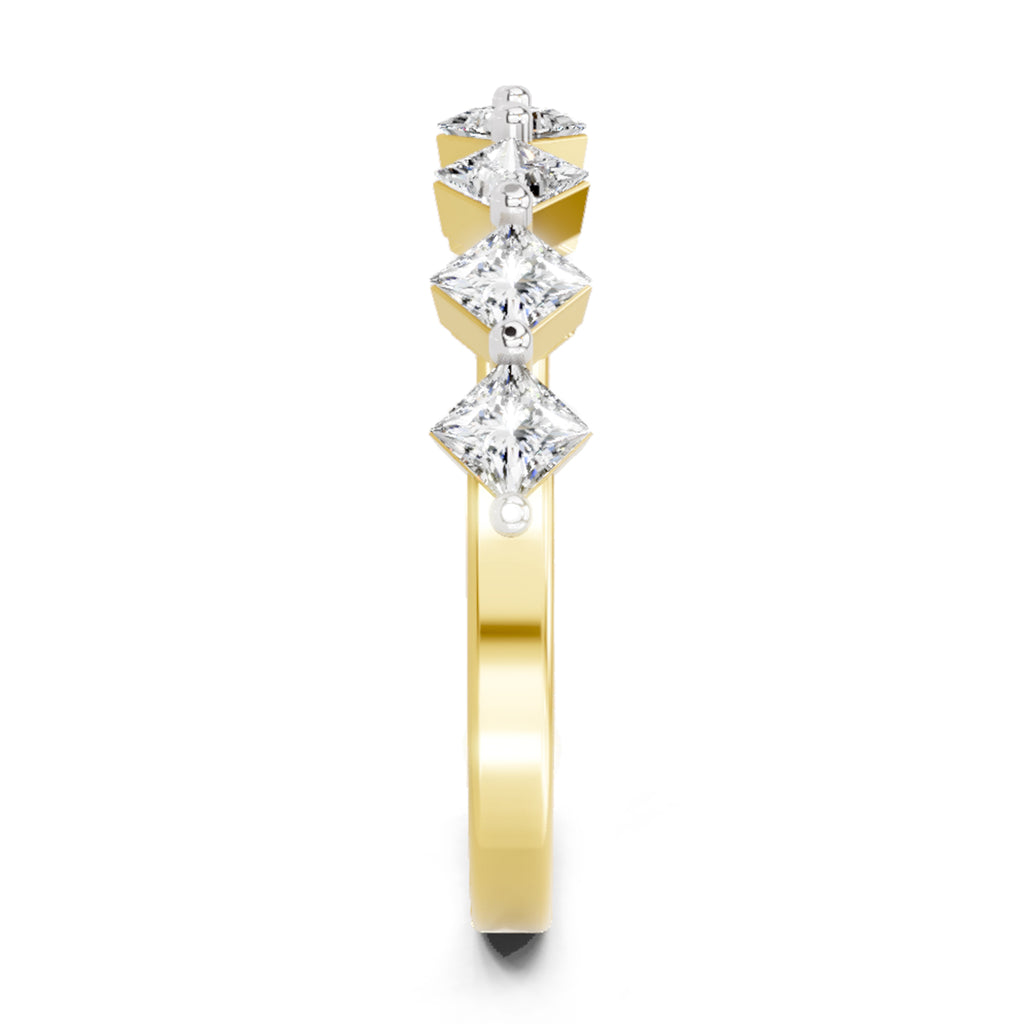 Sparkles 7 Stone Band Ring 0.75 Carat Princess Shape Diamond