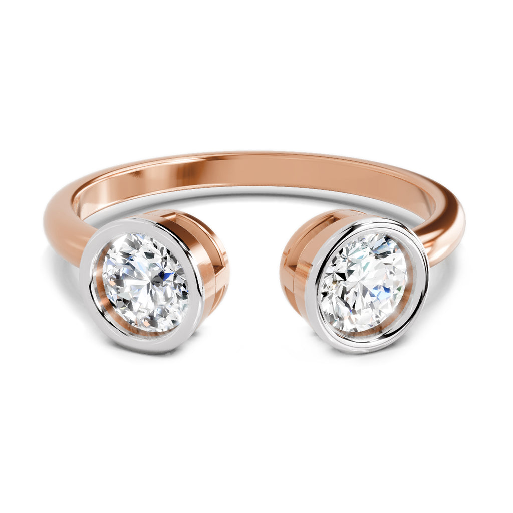 Sparkles 2 Stone Open Ring 0.78 Carat Diamond