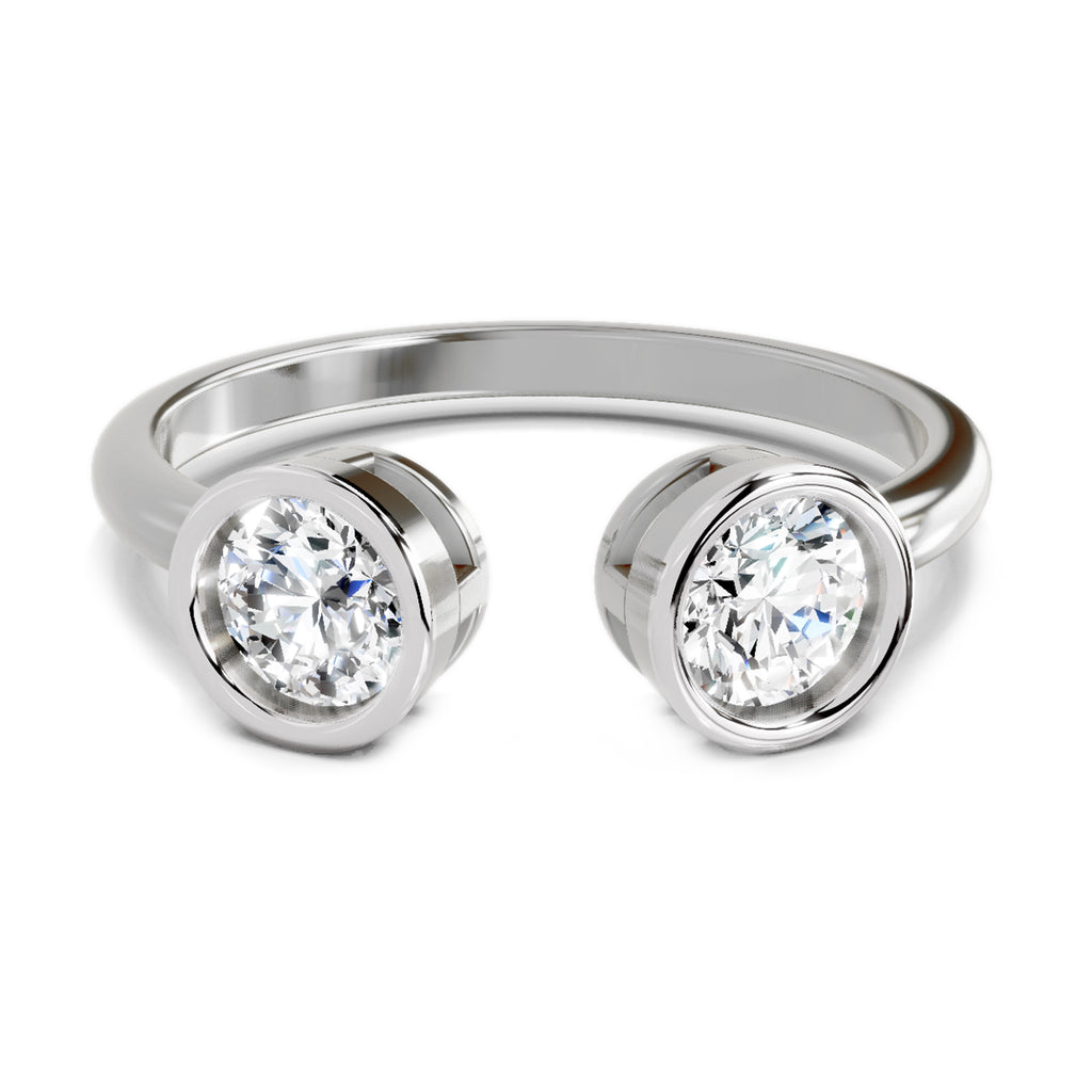 Sparkles 2 Stone Open Ring 0.78 Carat Diamond