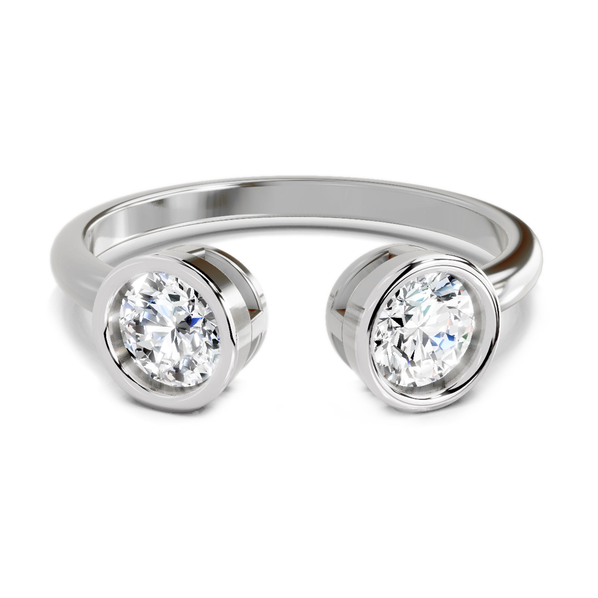 Sparkles 2 Stone Open Ring 0.78 Carat Diamond