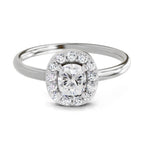 Ring 0.70 Carat Cushion Shape Centre Diamond Halo Ring