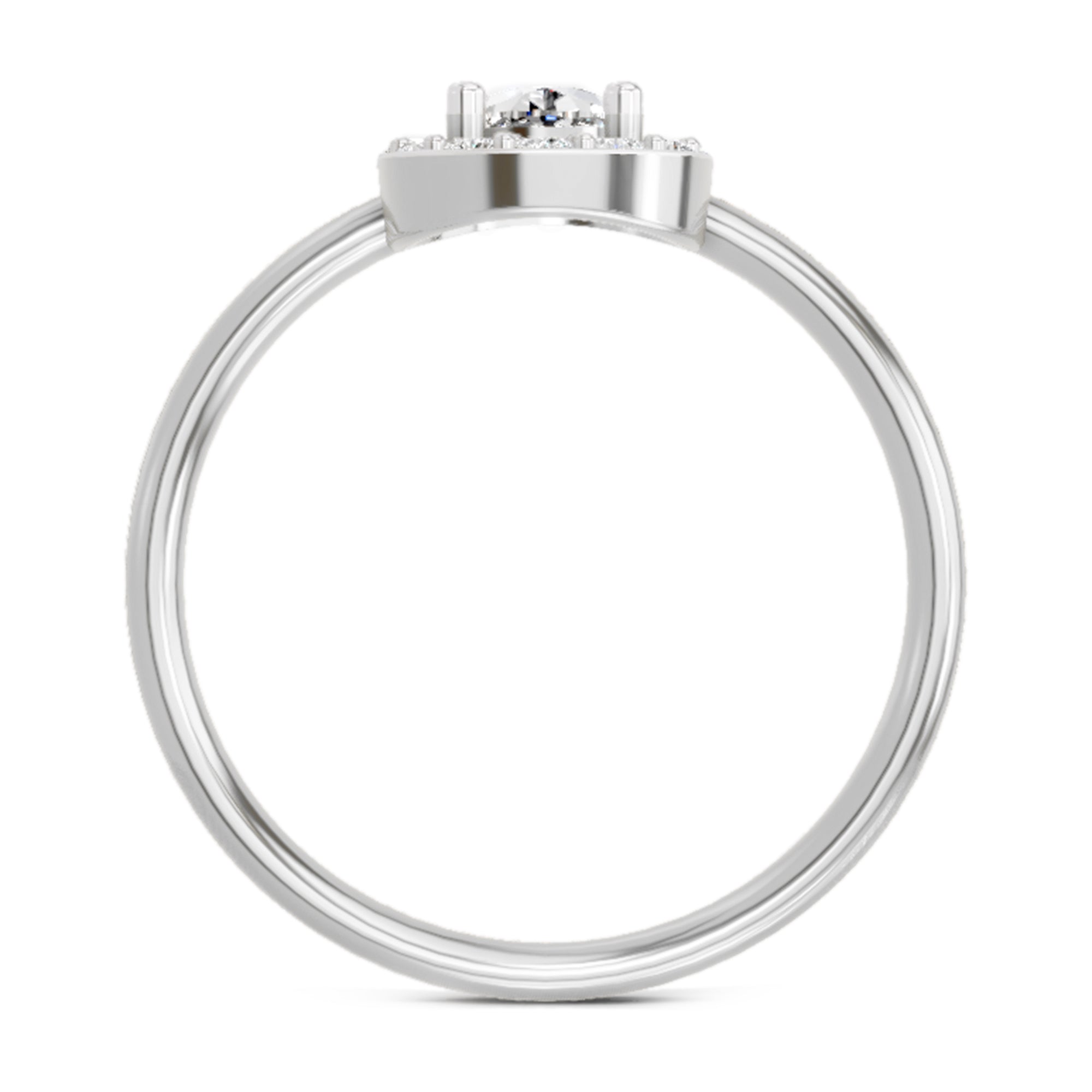 Ring 0.70 Carat Cushion Shape Centre Diamond Halo Ring