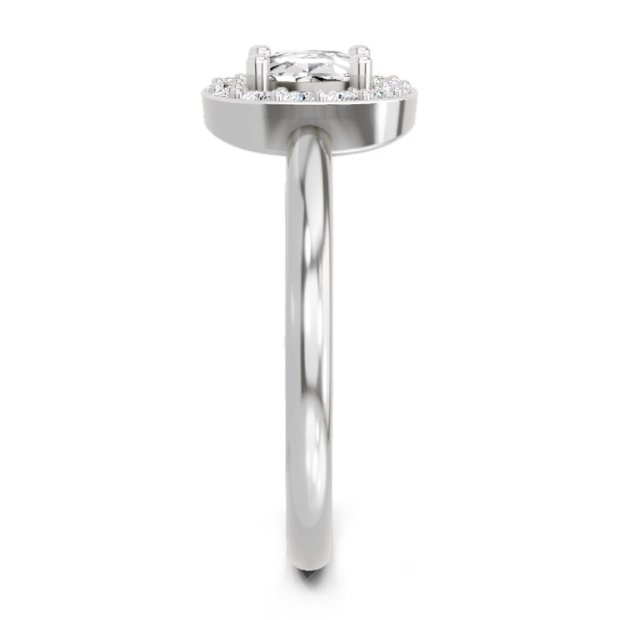 Ring 0.70 Carat Cushion Shape Centre Diamond Halo Ring