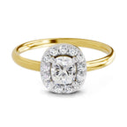 Ring 0.70 Carat Cushion Shape Centre Diamond Halo Ring