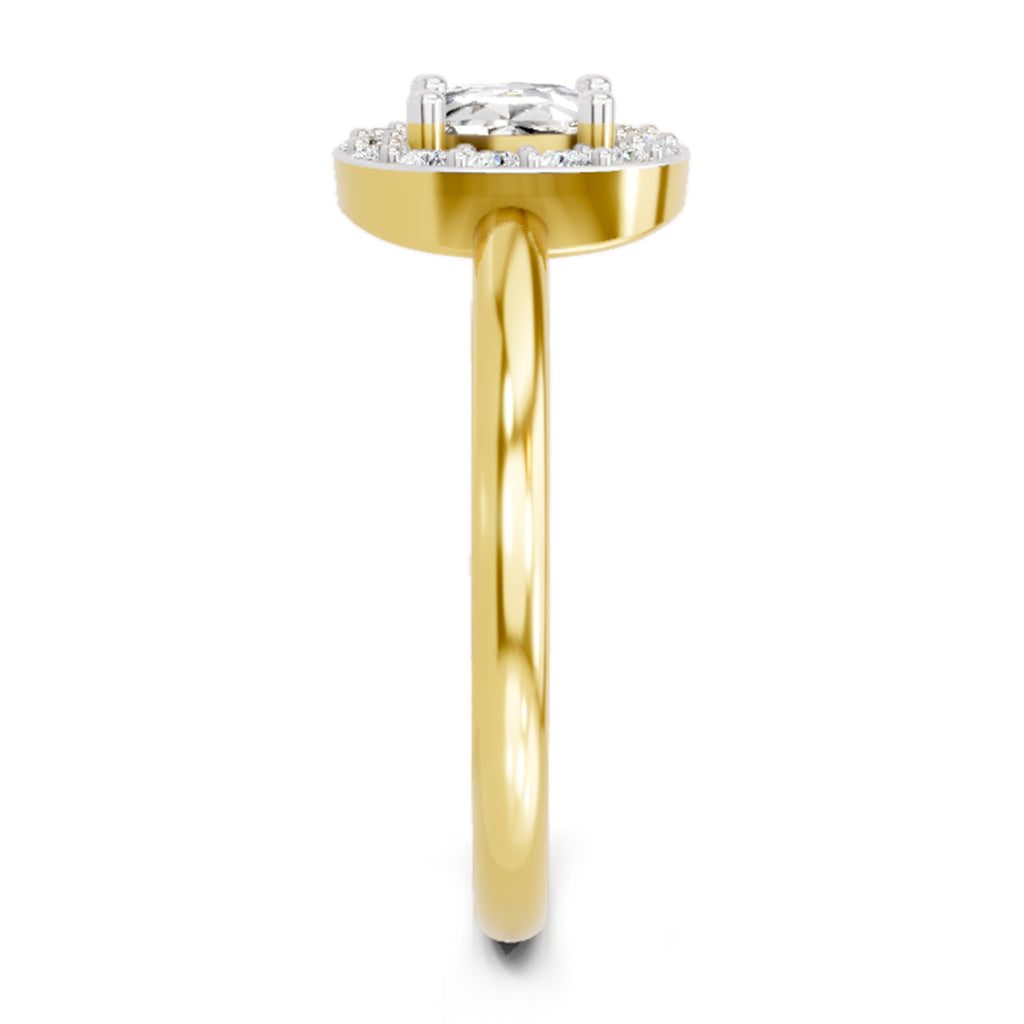 Ring 0.70 Carat Cushion Shape Centre Diamond Halo Ring