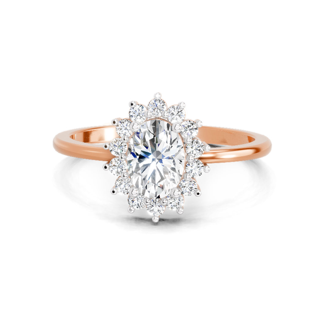 Ring 0.70 Carat Cushion Shape Centre Diamond Halo Ring