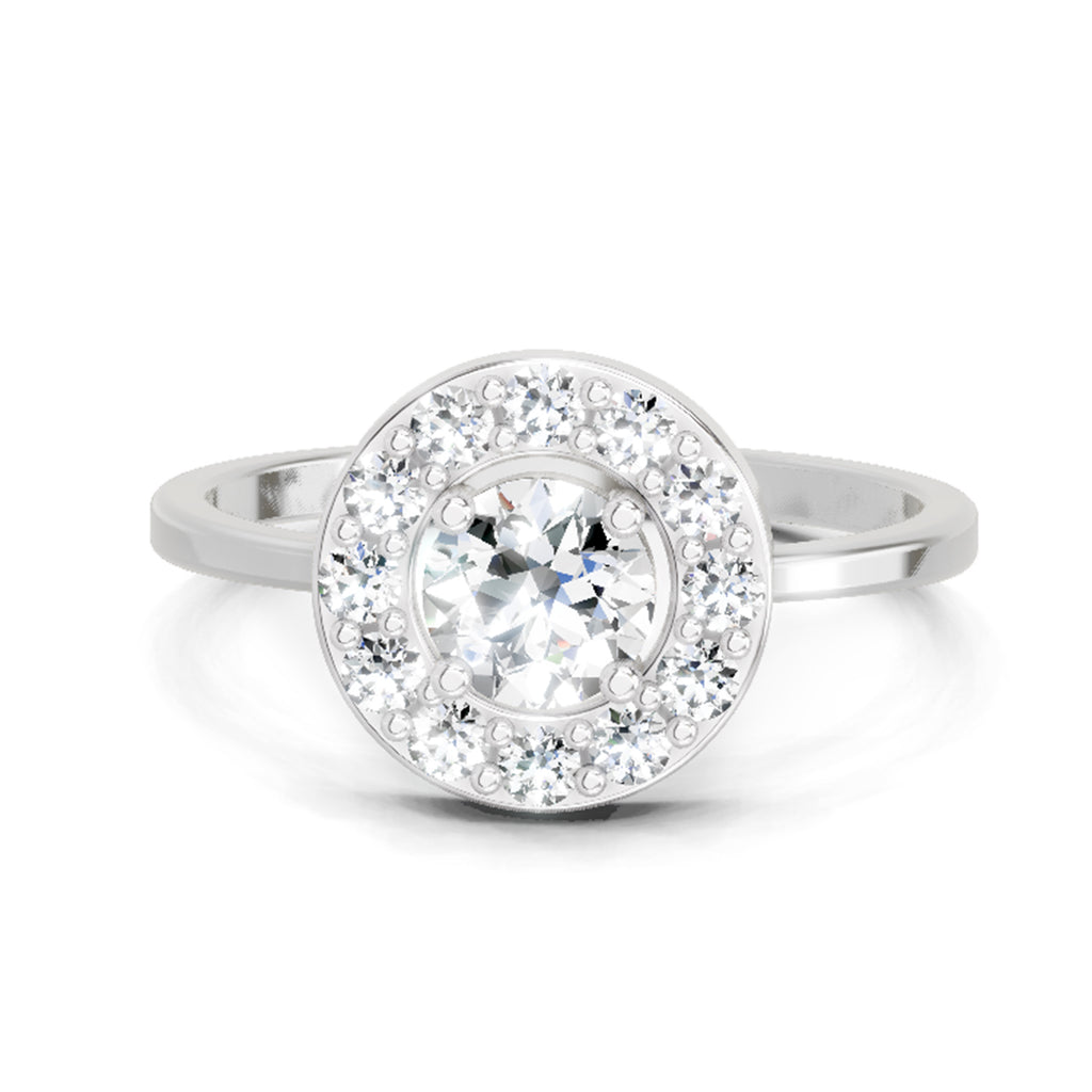 0.85 Carat Round Halo Ring FG VS Diamond