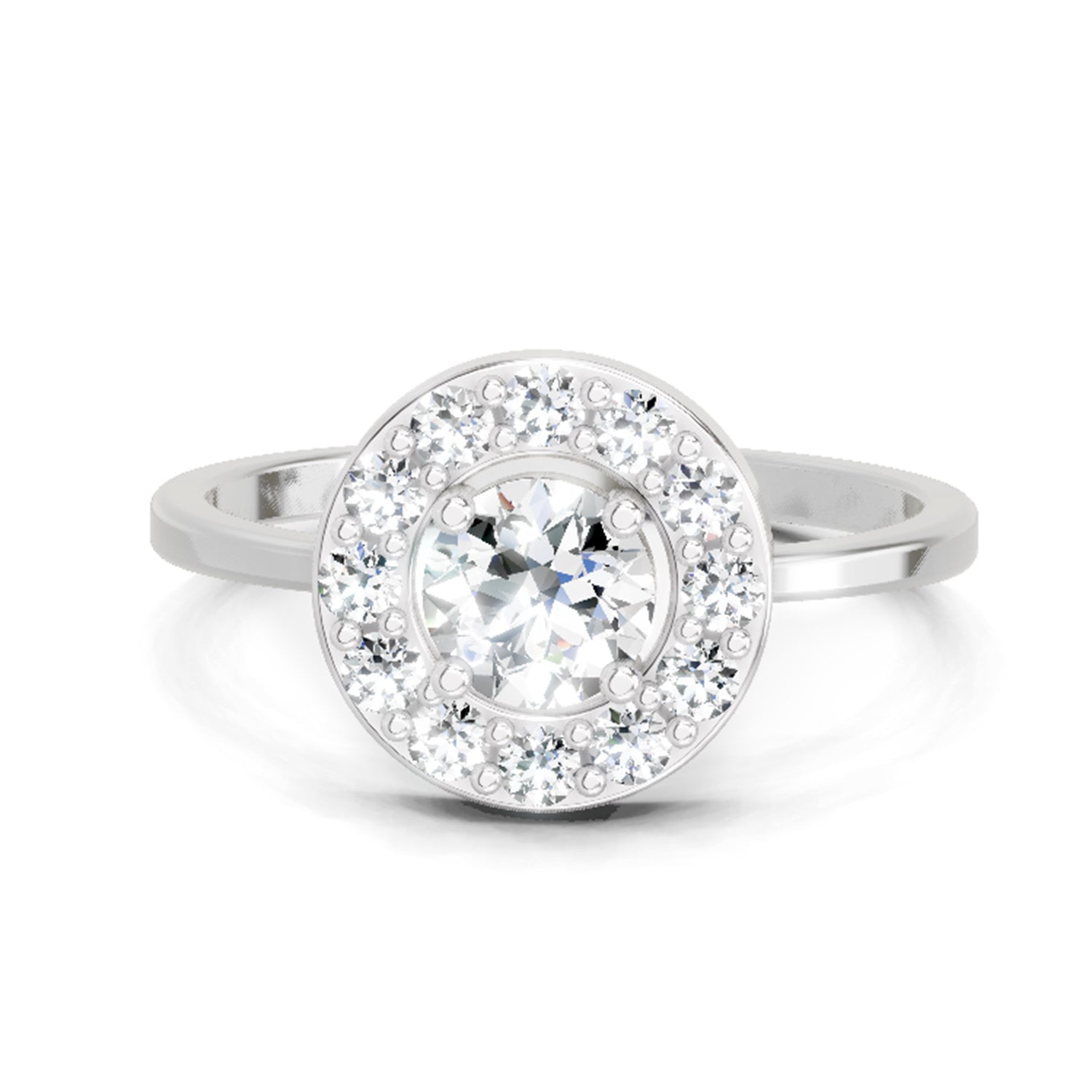 0.85 Carat Round Halo Ring FG VS Diamond