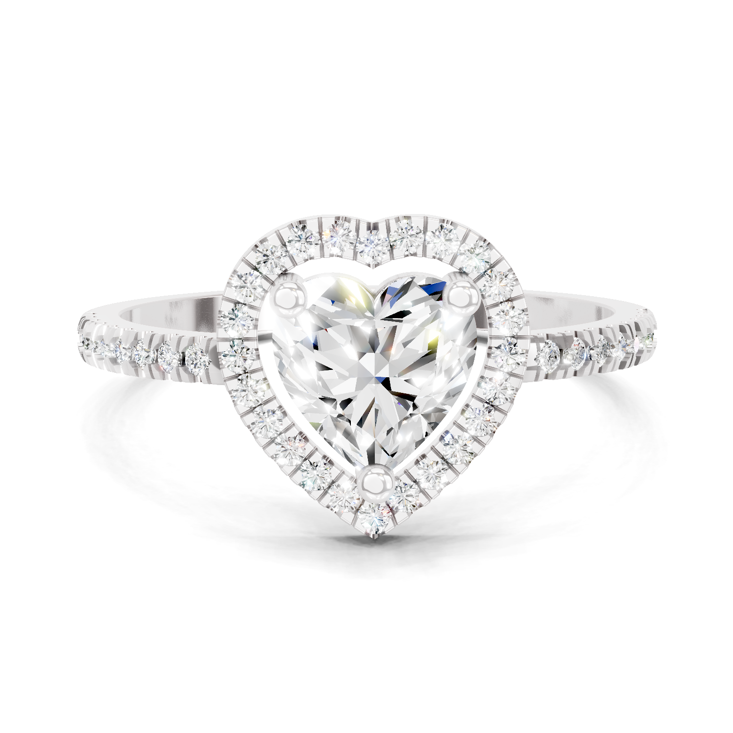 0.97 Carat Heart Halo Diamond Ring