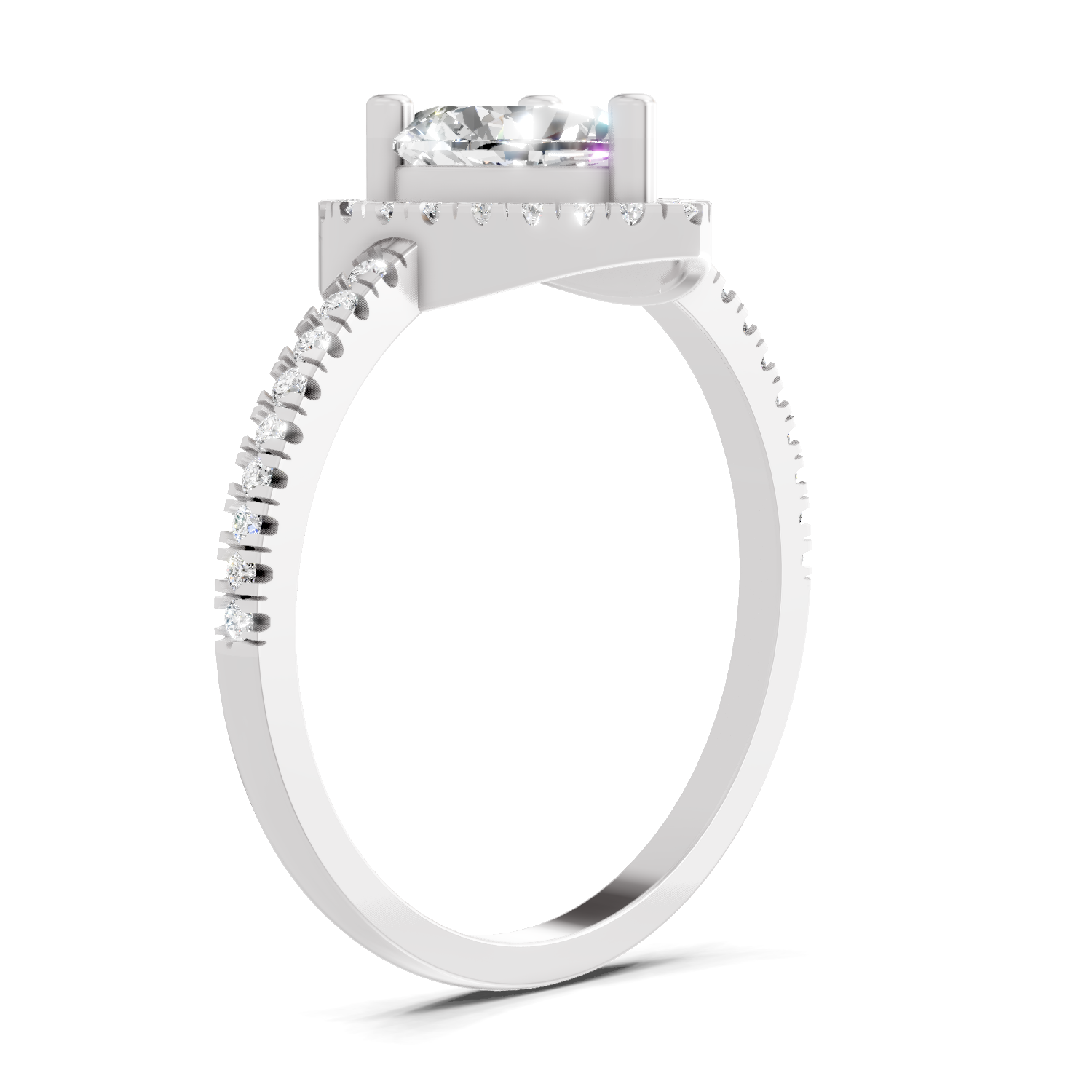 0.97 Carat Heart Halo Diamond Ring