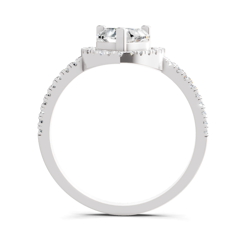 0.97 Carat Heart Halo Diamond Ring