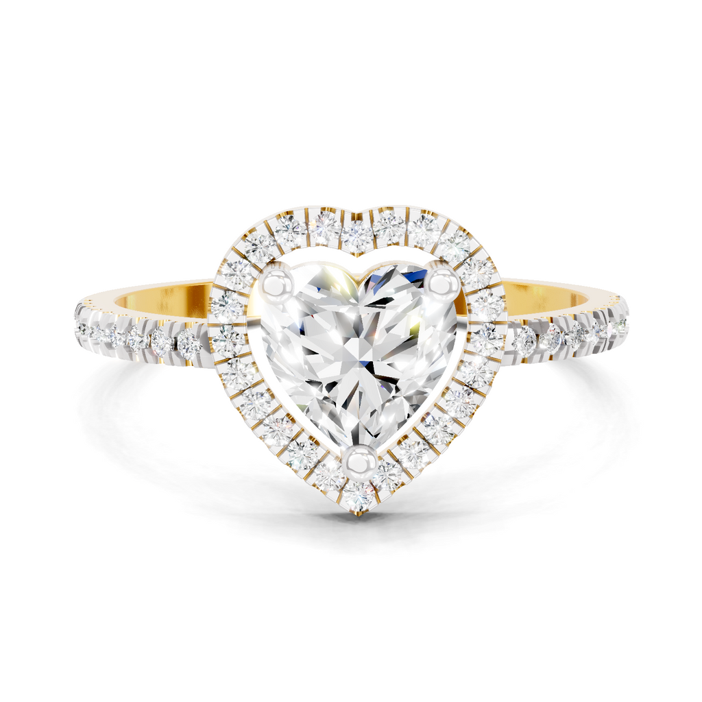 0.97 Carat Heart Halo Diamond Ring