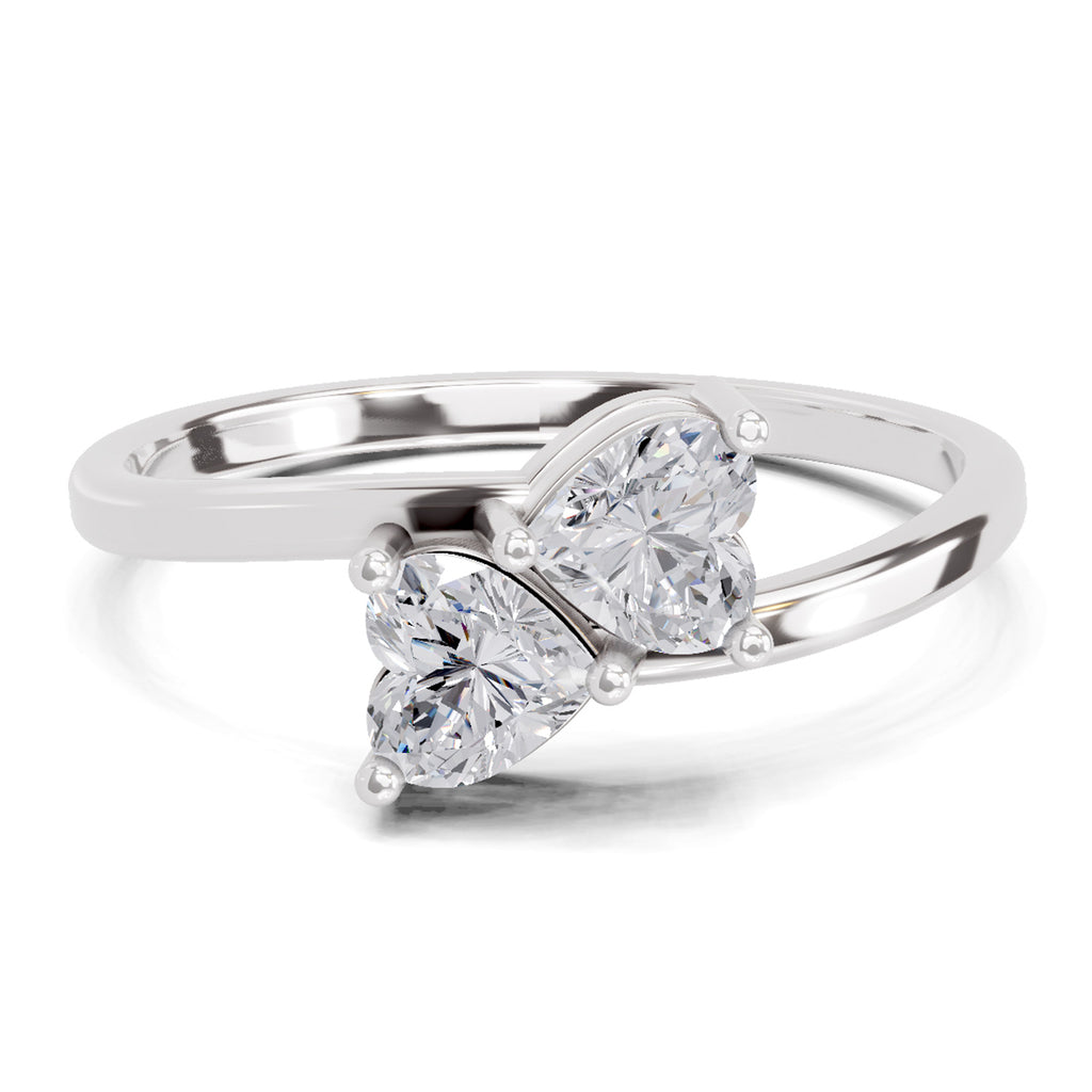 0.70 Carat Heart Shape Toi et Moi Diamond Ring