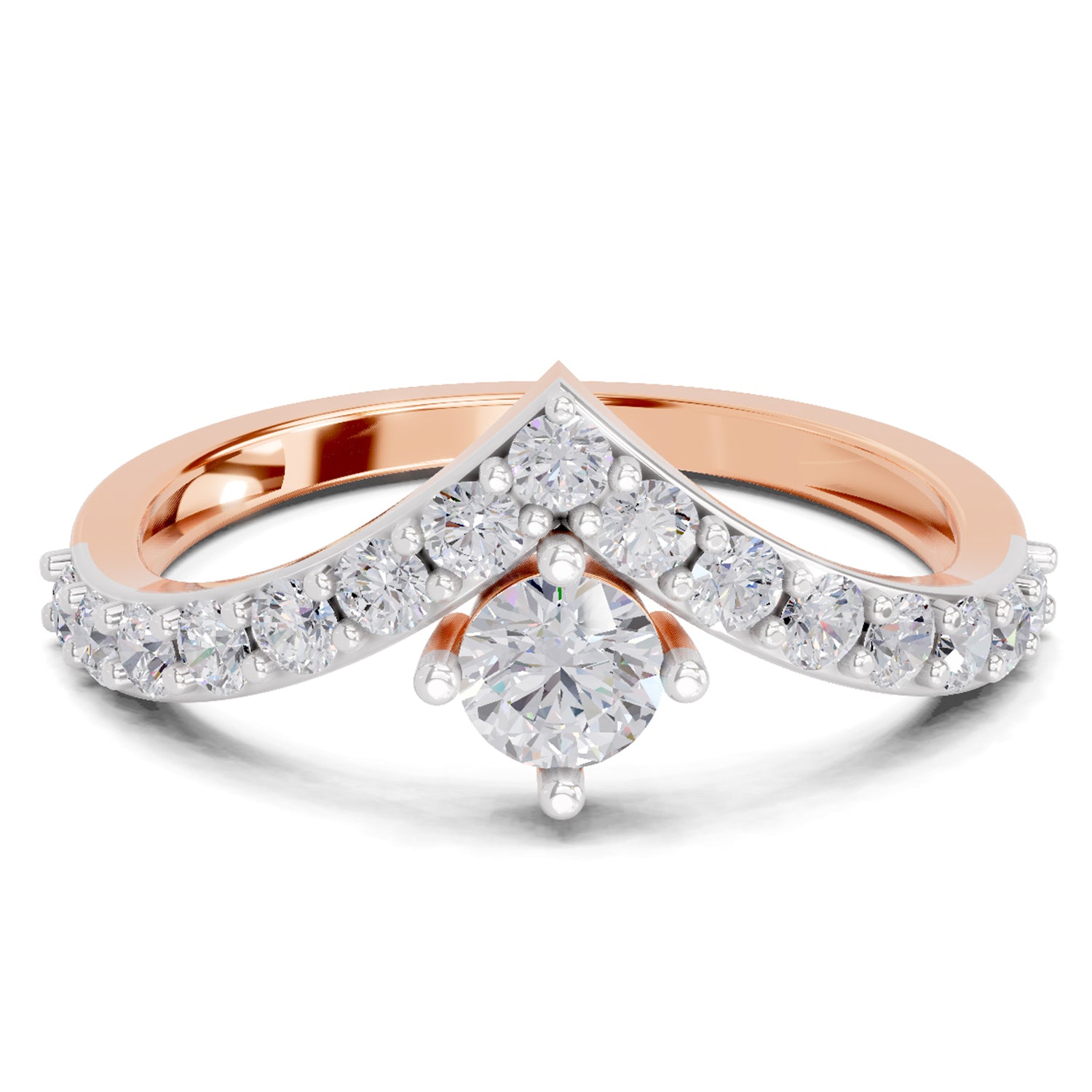 0.78 Carat Chevron Diamond Engagement Ring