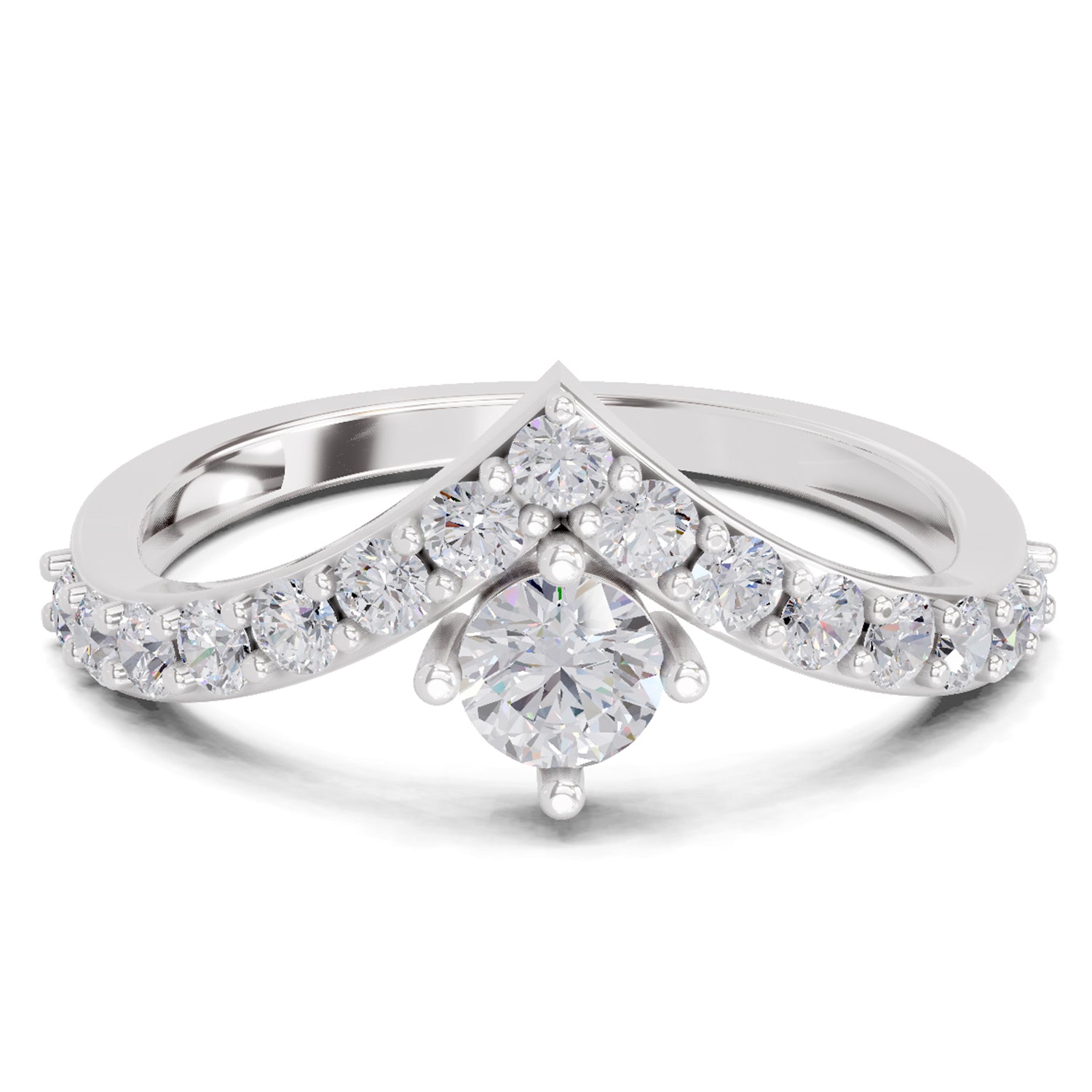 0.78 Carat Chevron Diamond Engagement Ring