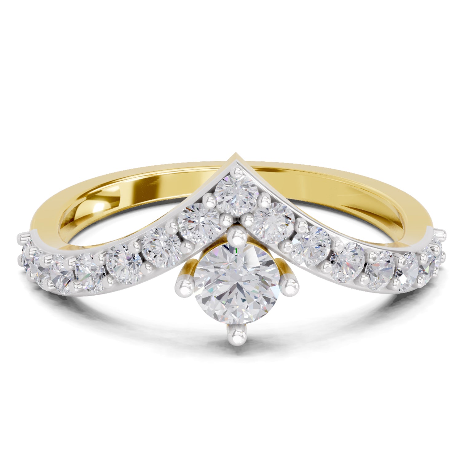 0.78 Carat Chevron Diamond Engagement Ring