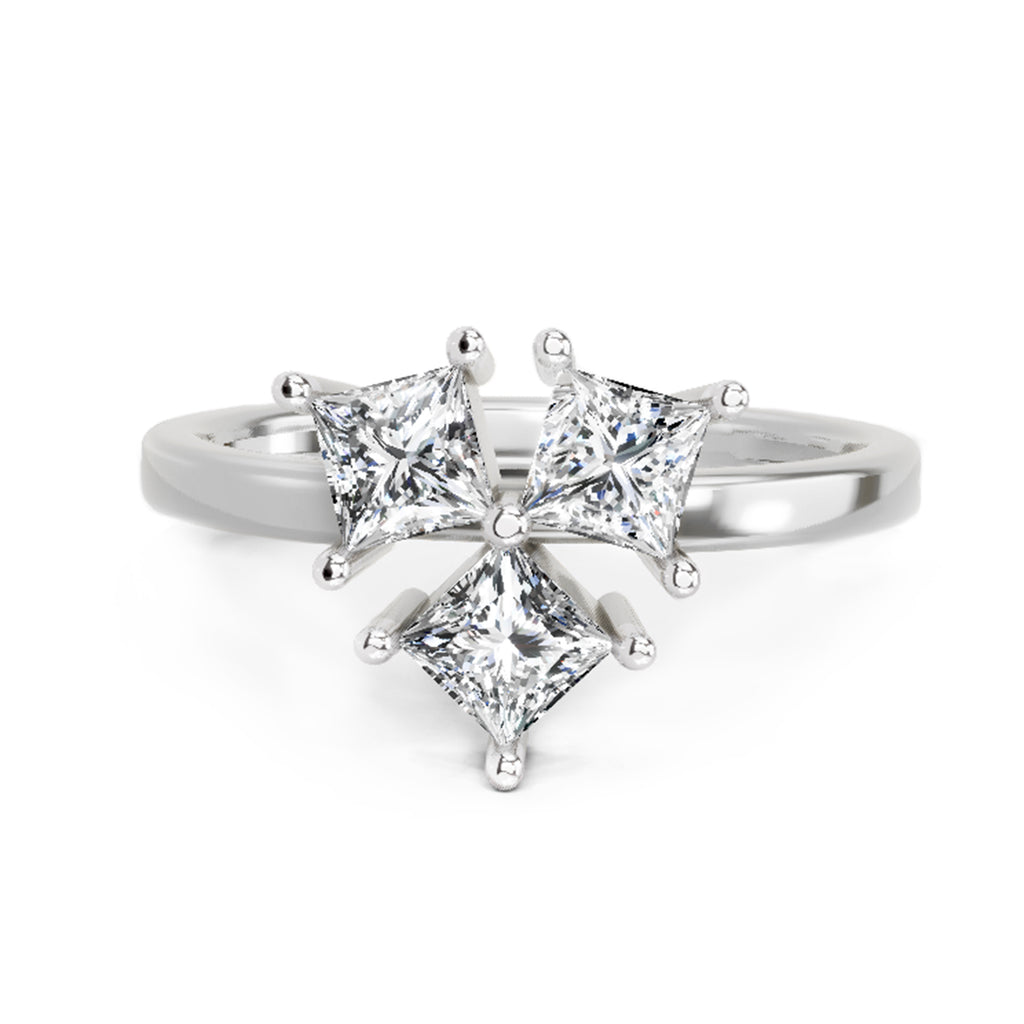 1.05 Carat Princess Shape 3 Stone Diamond Ring