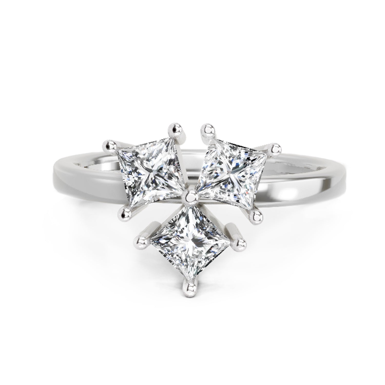 1.05 Carat Princess Shape 3 Stone Diamond Ring