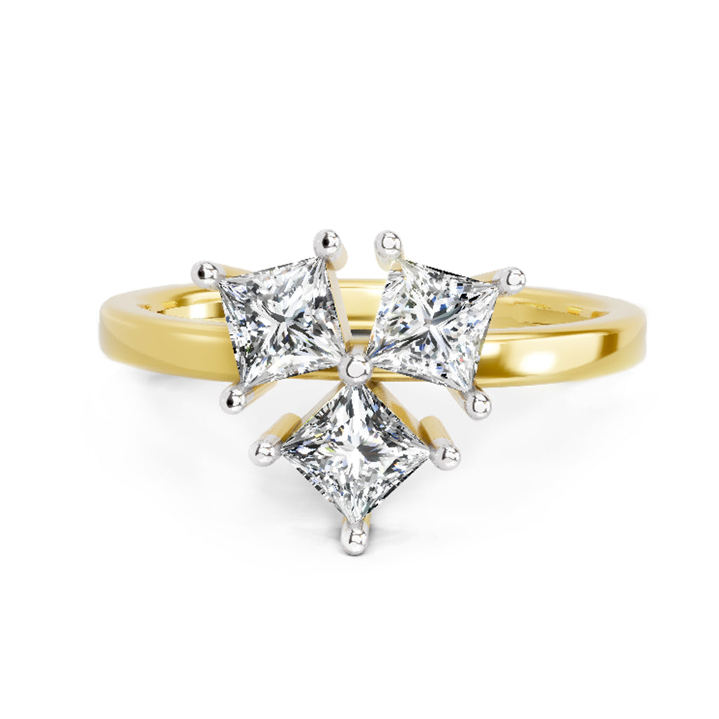 1.05 Carat Princess Shape 3 Stone Diamond Ring