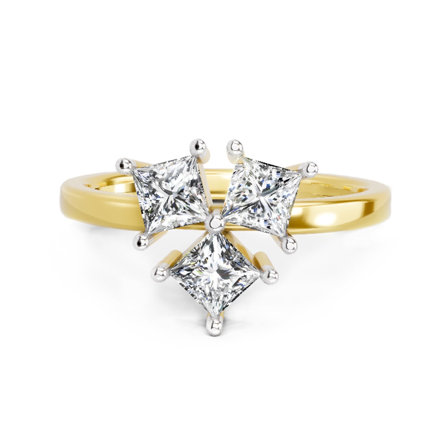 1.05 Carat Princess Shape 3 Stone Diamond Ring