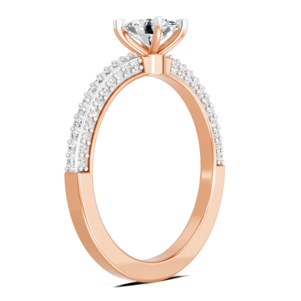 0.92 Carat Oval Shape Pave Eternity Solitaire Diamond Ring