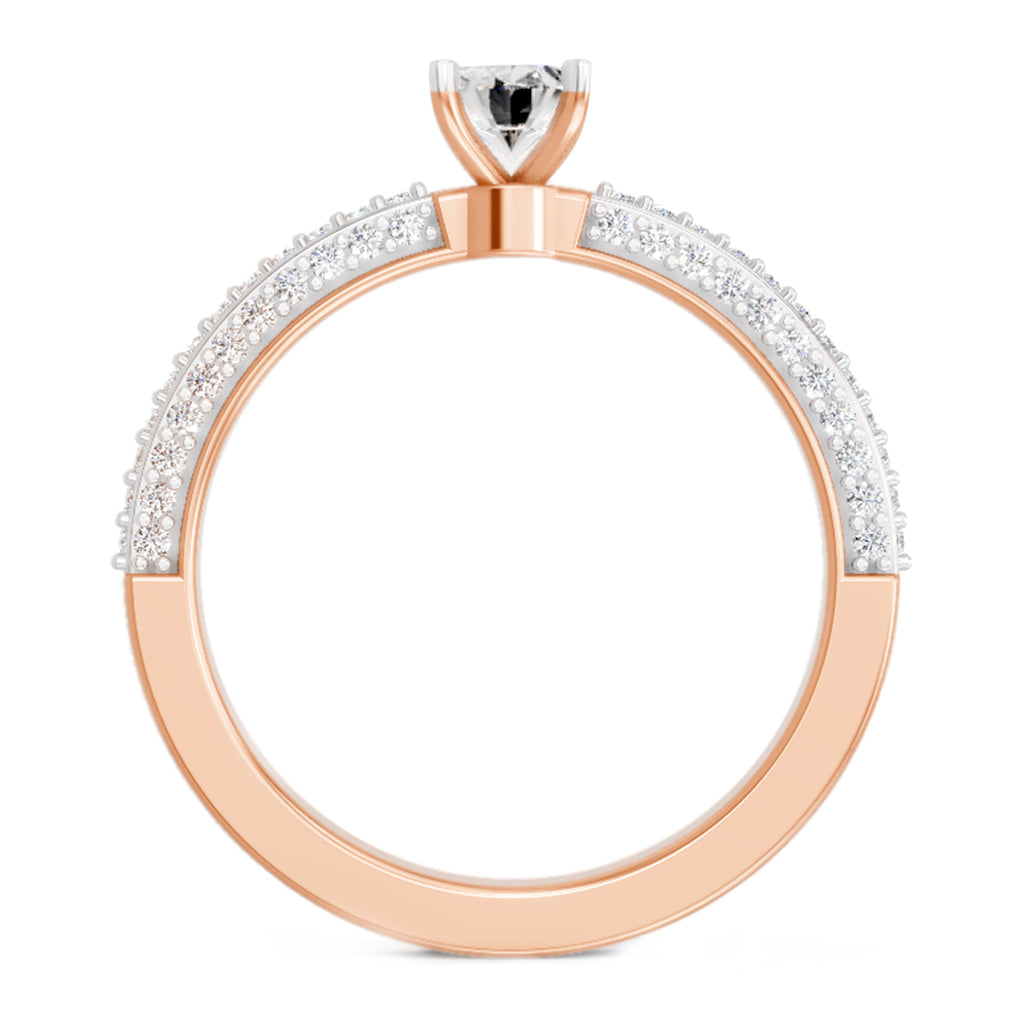 0.92 Carat Oval Shape Pave Eternity Solitaire Diamond Ring