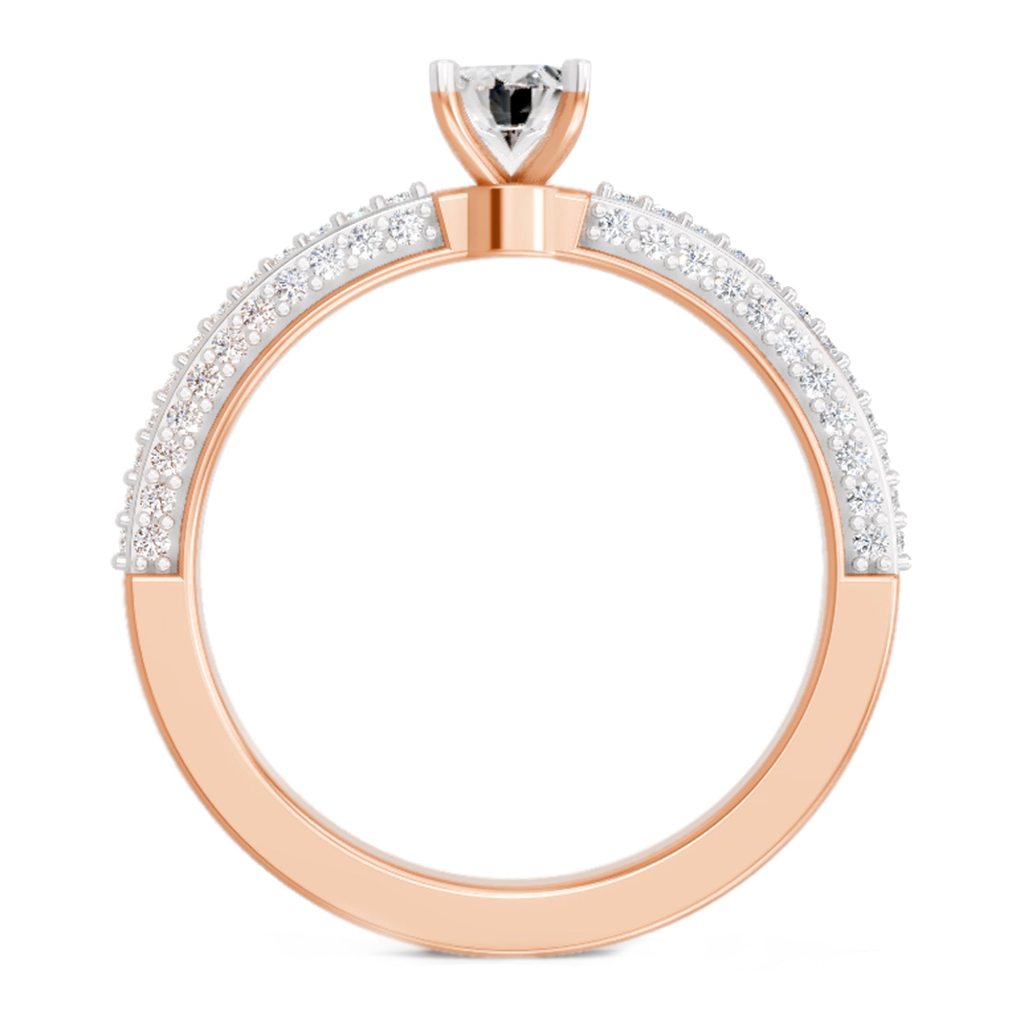 0.92 Carat Oval Shape Pave Eternity Solitaire Diamond Ring