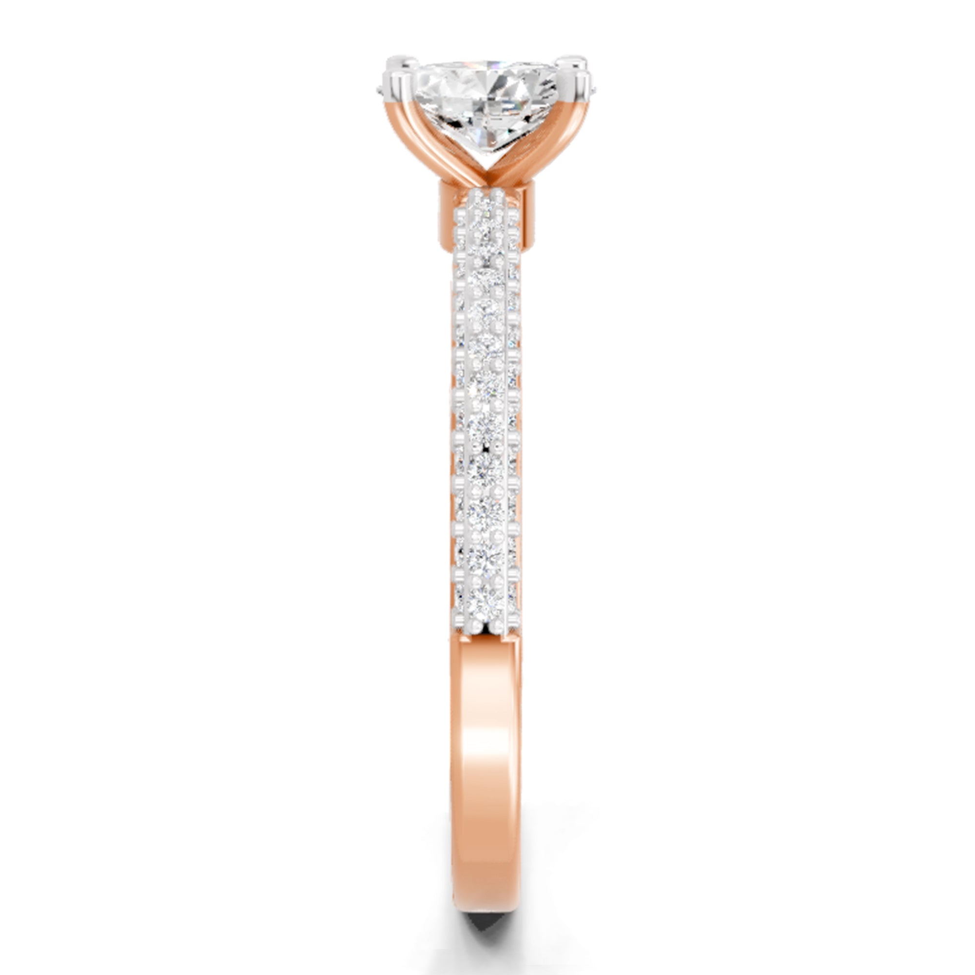 0.92 Carat Oval Shape Pave Eternity Solitaire Diamond Ring