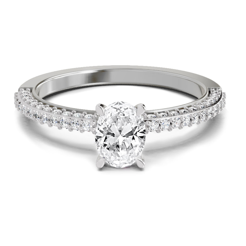 0.92 Carat Oval Shape Pave Eternity Solitaire Diamond Ring