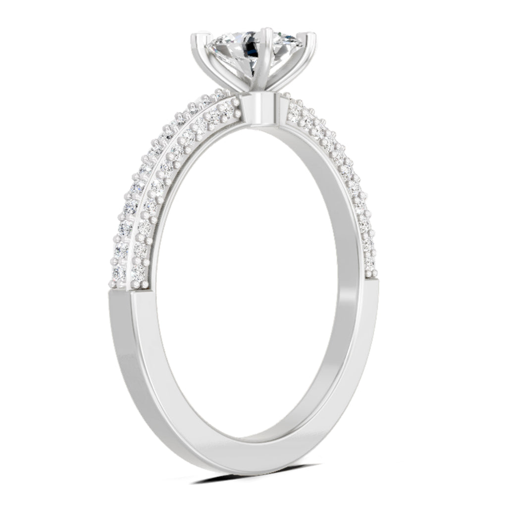 0.92 Carat Oval Shape Pave Eternity Solitaire Diamond Ring
