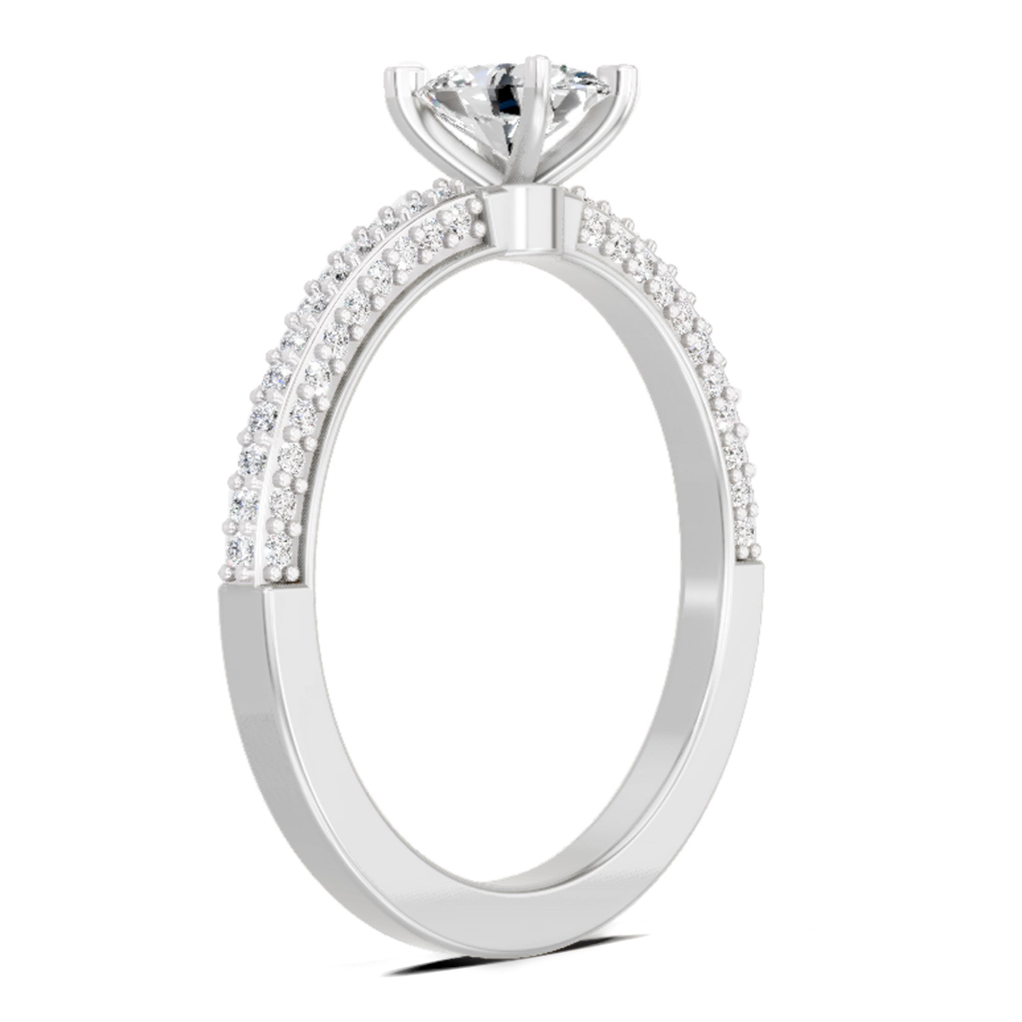 0.92 Carat Oval Shape Pave Eternity Solitaire Diamond Ring