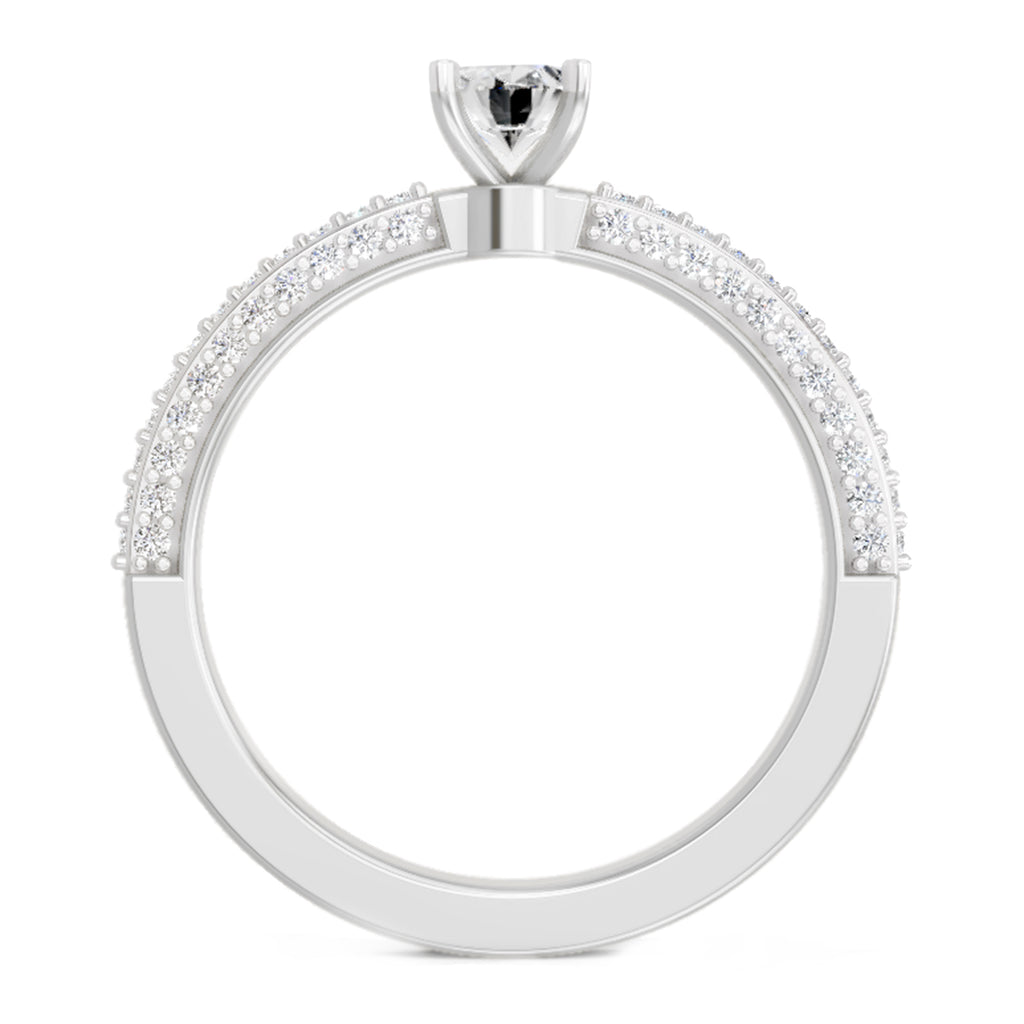 0.92 Carat Oval Shape Pave Eternity Solitaire Diamond Ring