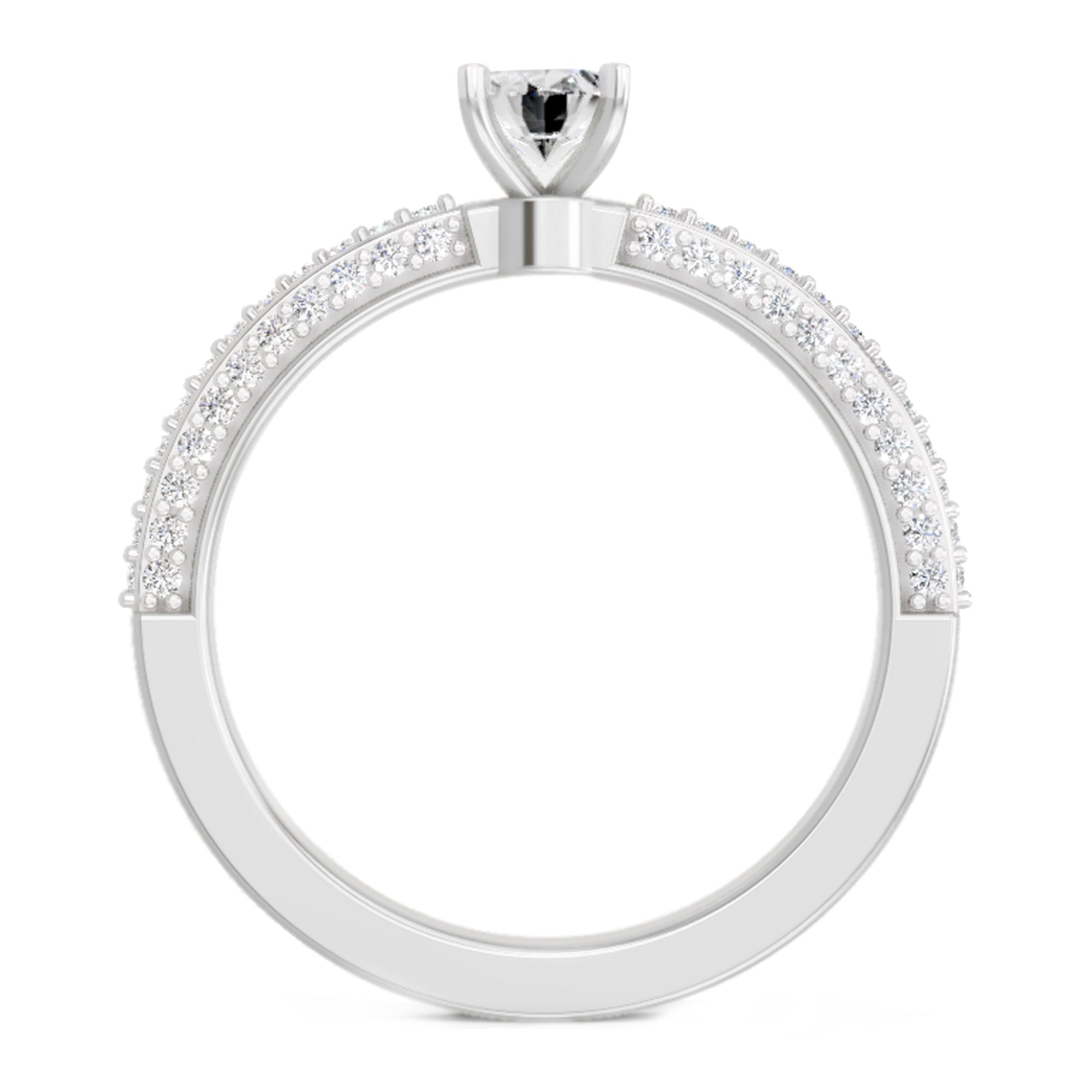 0.92 Carat Oval Shape Pave Eternity Solitaire Diamond Ring