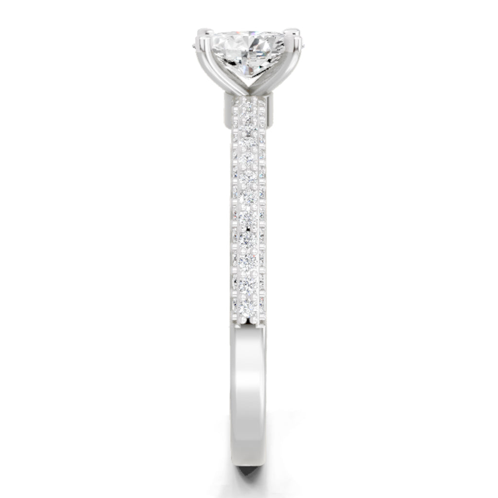 0.92 Carat Oval Shape Pave Eternity Solitaire Diamond Ring