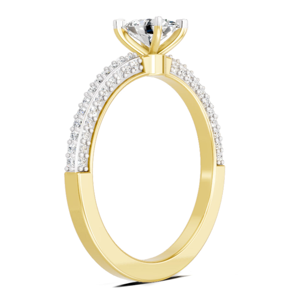 0.92 Carat Oval Shape Pave Eternity Solitaire Diamond Ring