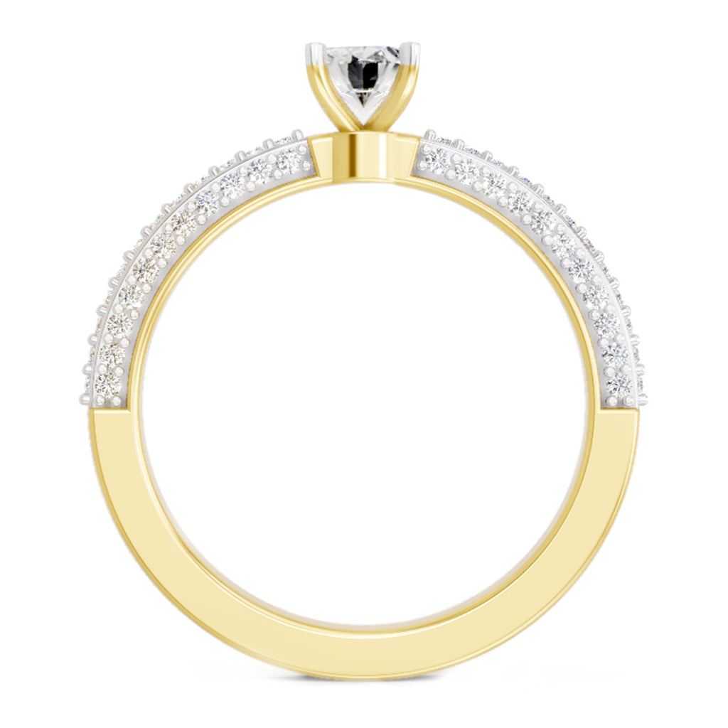 0.92 Carat Oval Shape Pave Eternity Solitaire Diamond Ring