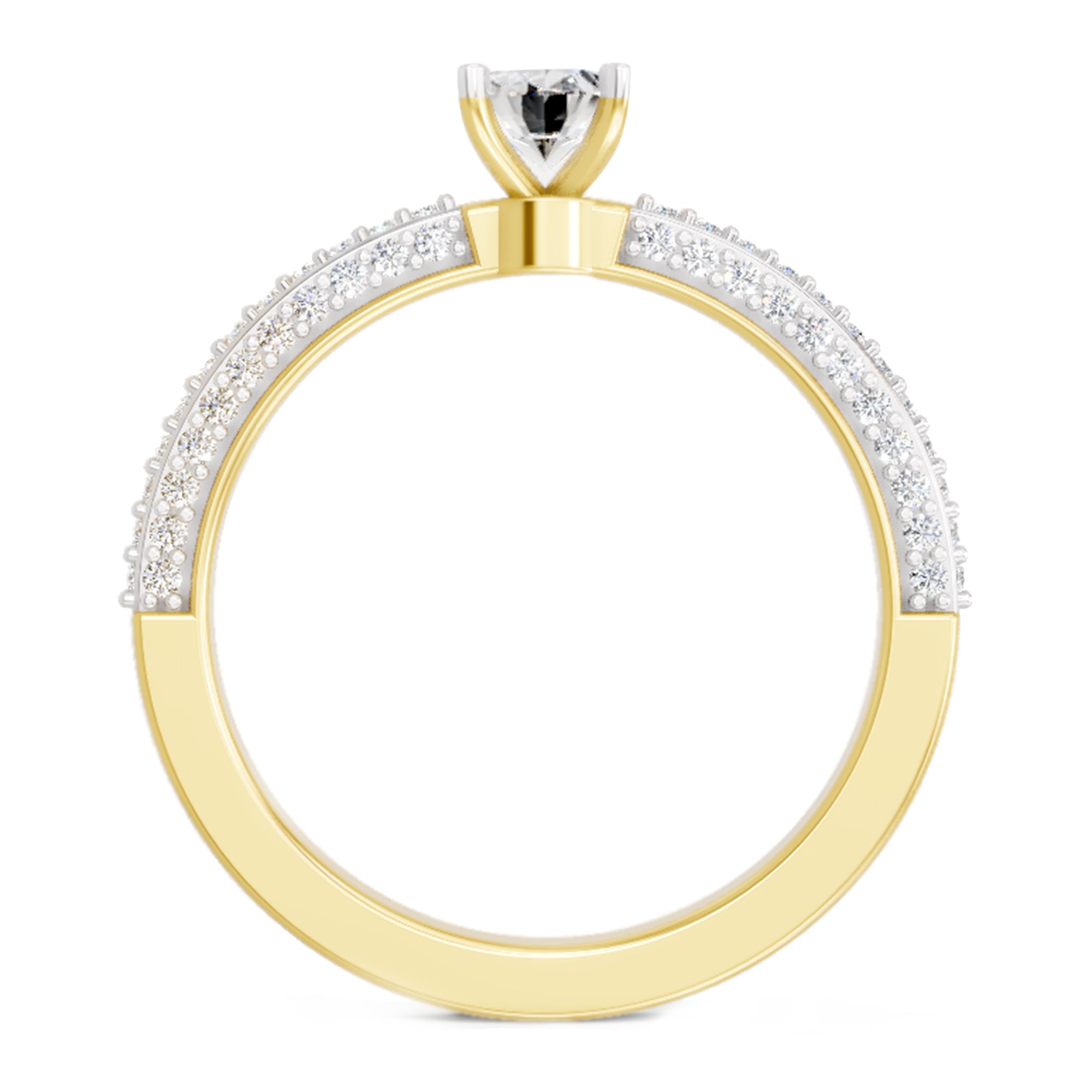 0.92 Carat Oval Shape Pave Eternity Solitaire Diamond Ring