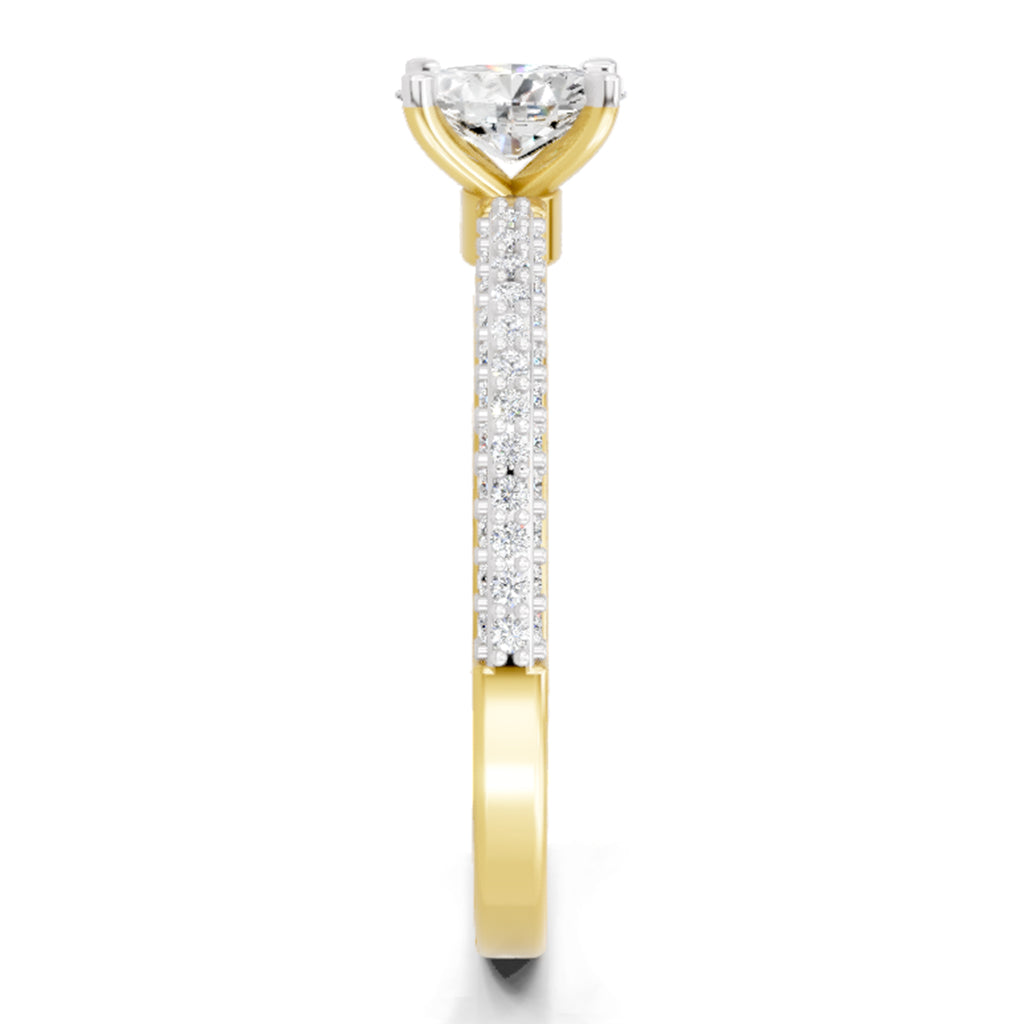 0.92 Carat Oval Shape Pave Eternity Solitaire Diamond Ring