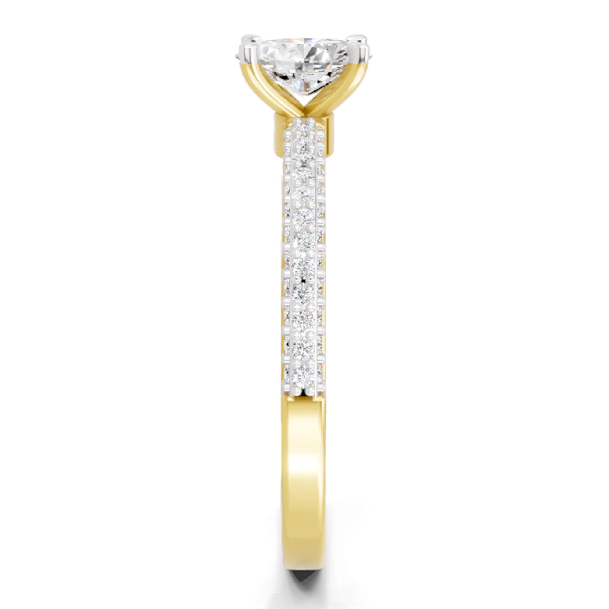 0.92 Carat Oval Shape Pave Eternity Solitaire Diamond Ring