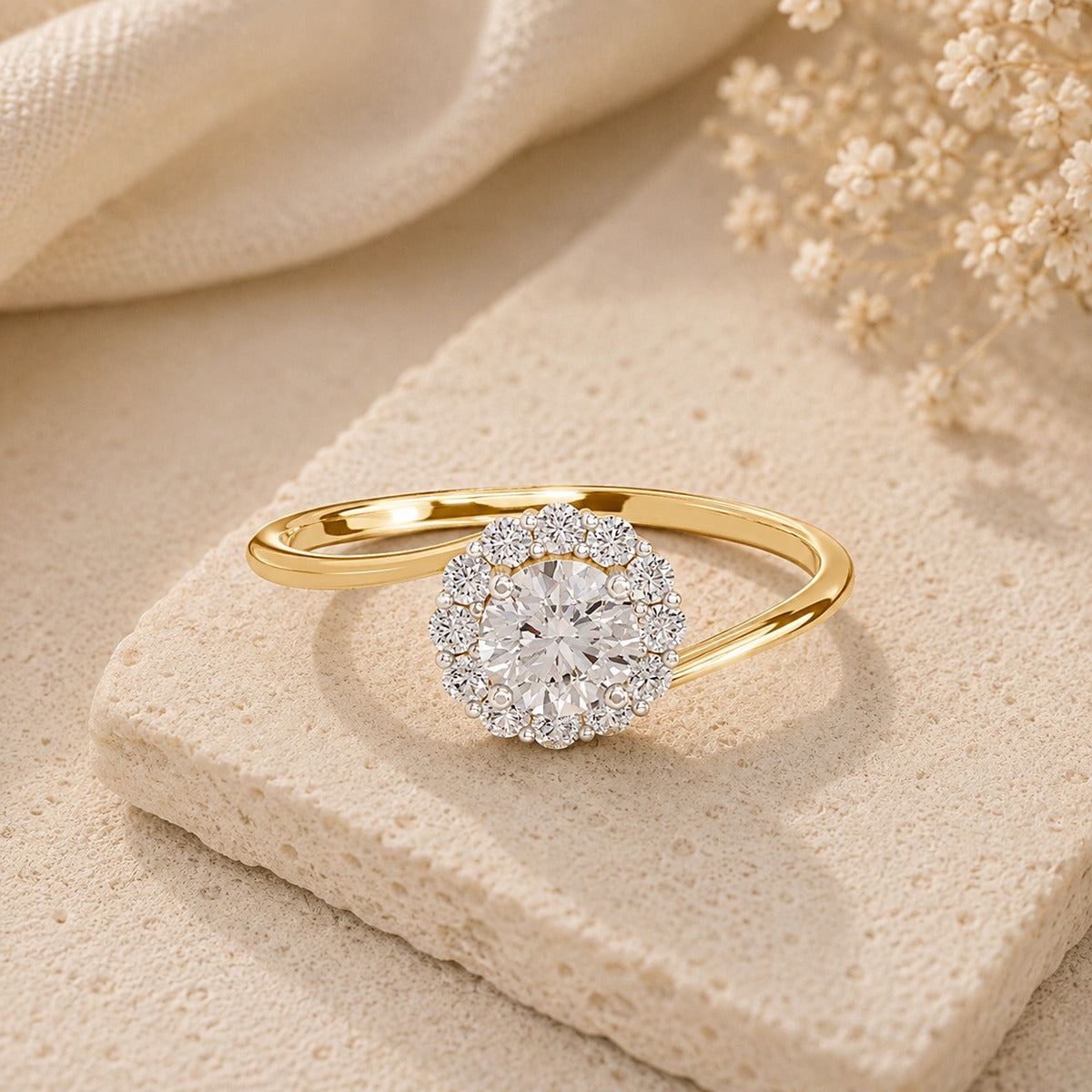 Sparkles Halo Diamond Engagement Ring