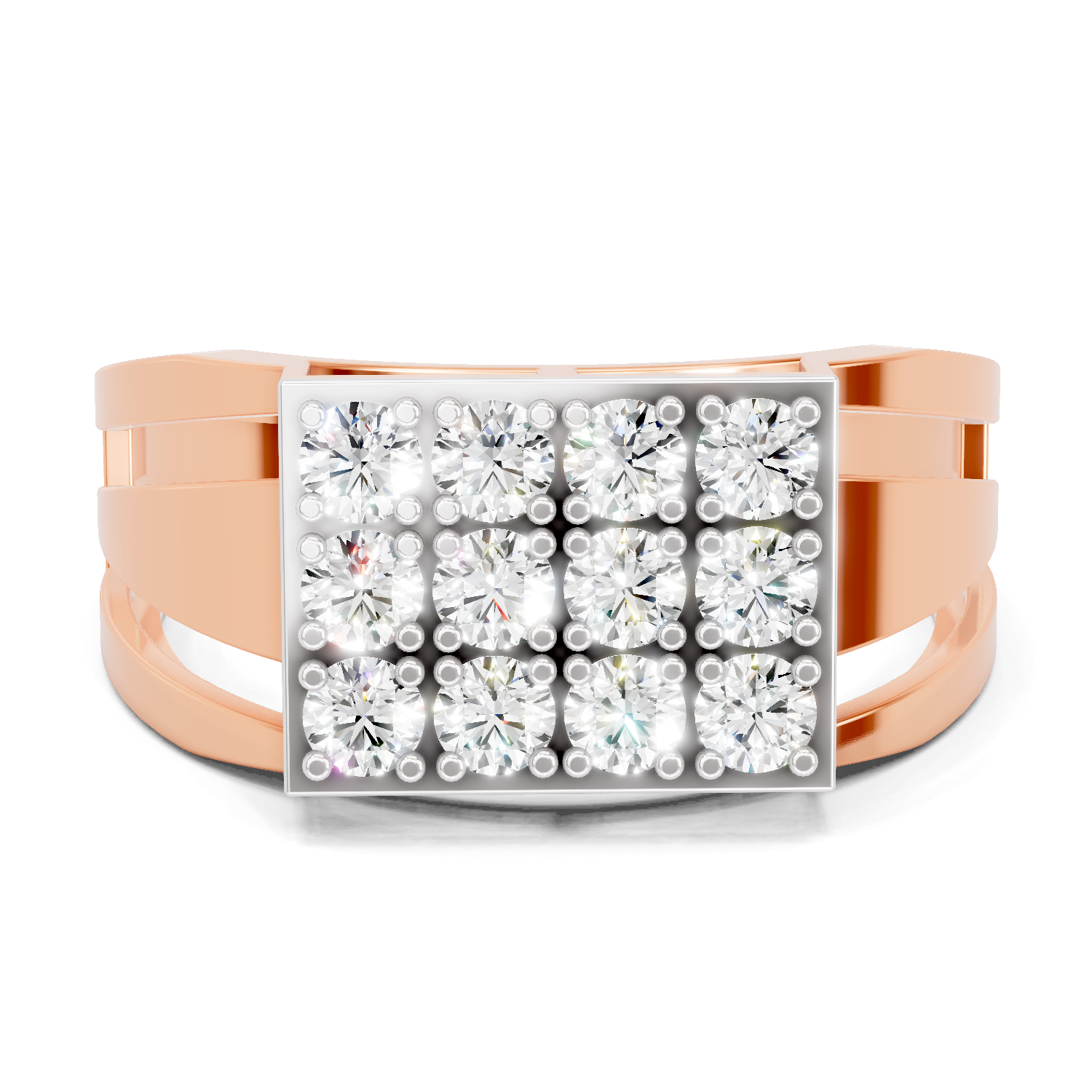 0.98 Carat Square Cluster Accent Rings