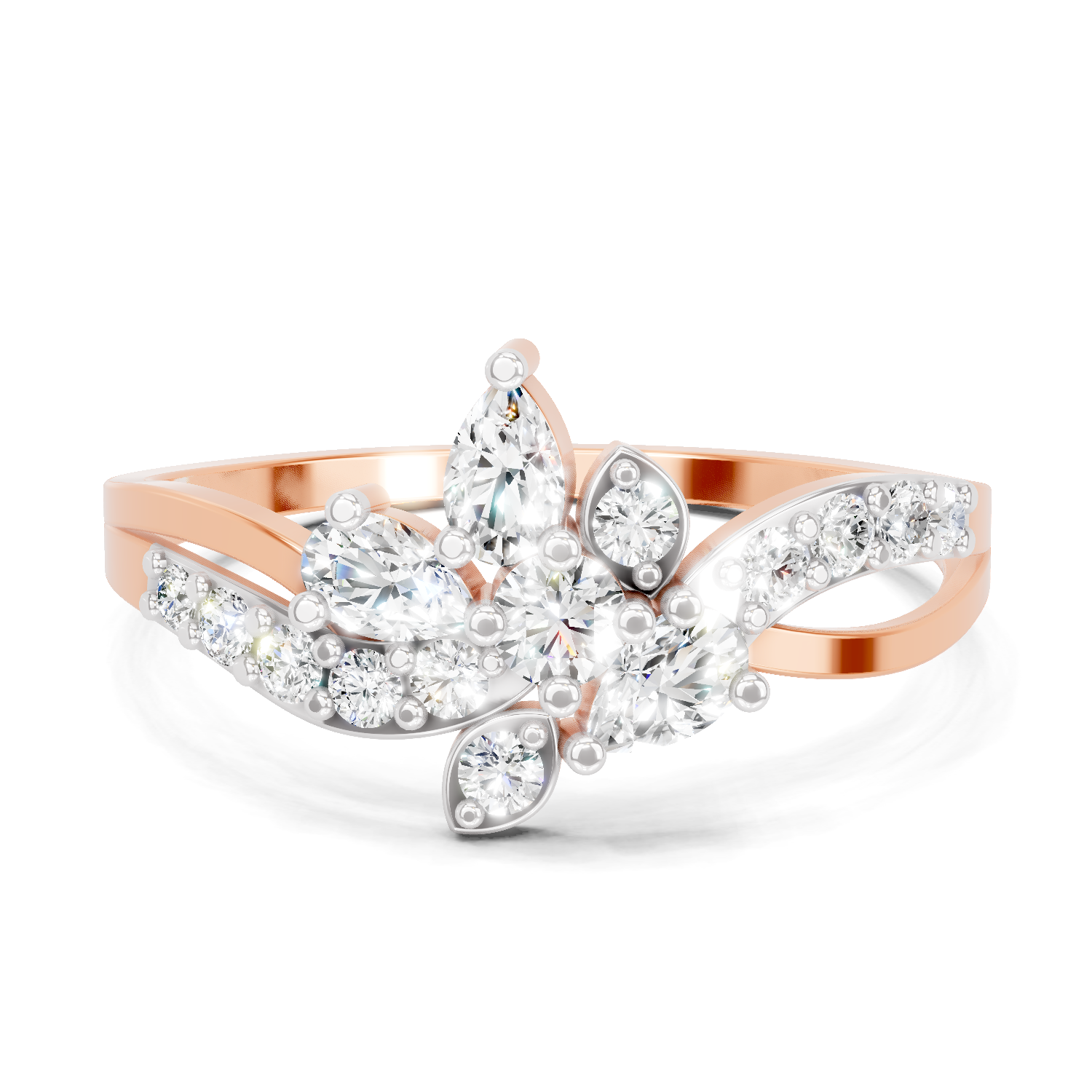 0.47 Carat Pear Shape Diamond Floral Ring