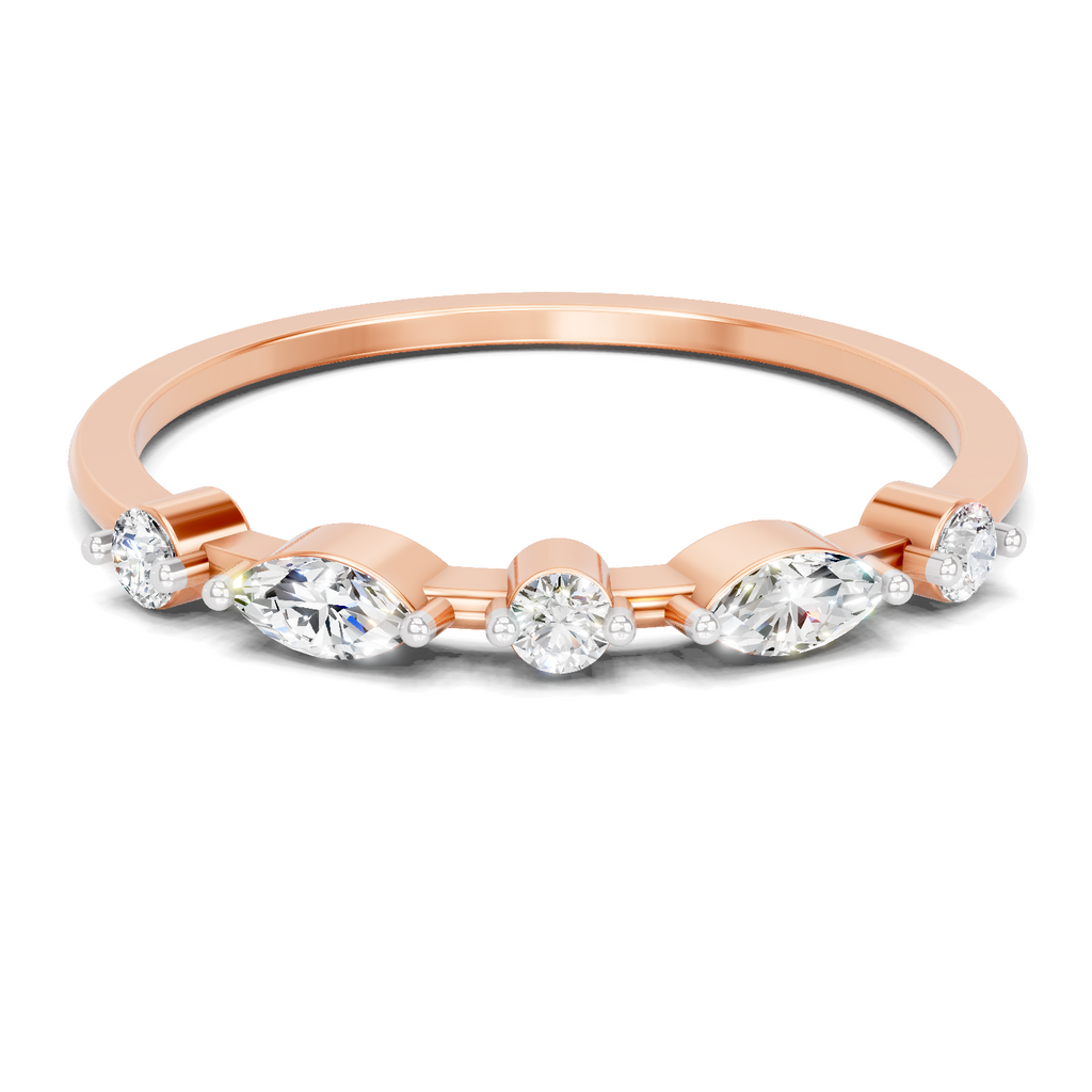 Sparkles 0.24 Ct Marquise Shape Five Stone Diamond Ring in 14K Gold
