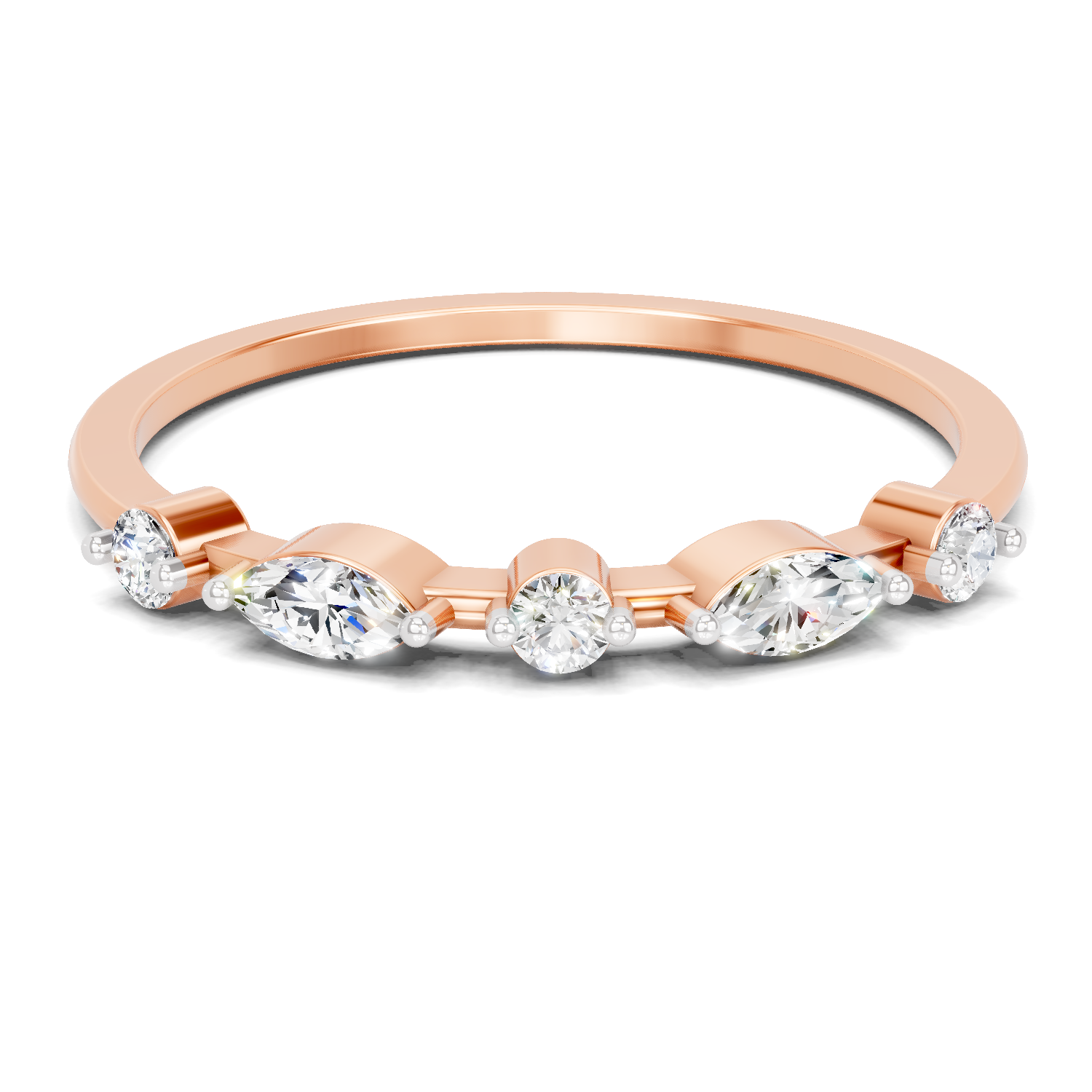 Sparkles 0.24 Ct Marquise Shape Five Stone Diamond Ring in 14K Gold